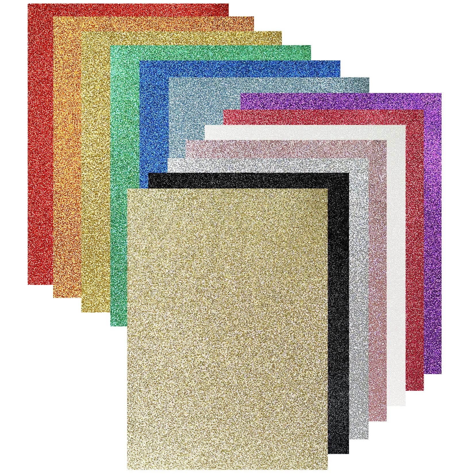 Sukh 20pcs Glitter Cardstock Paper - Glitter Cardstock Paper A4 Thick Colored Craft Halloween Christmas Valentines Gift Box Wrapping DIY Wedding Birthday Party Sparkle Decor Scrapbook 14 Colors 250GSM