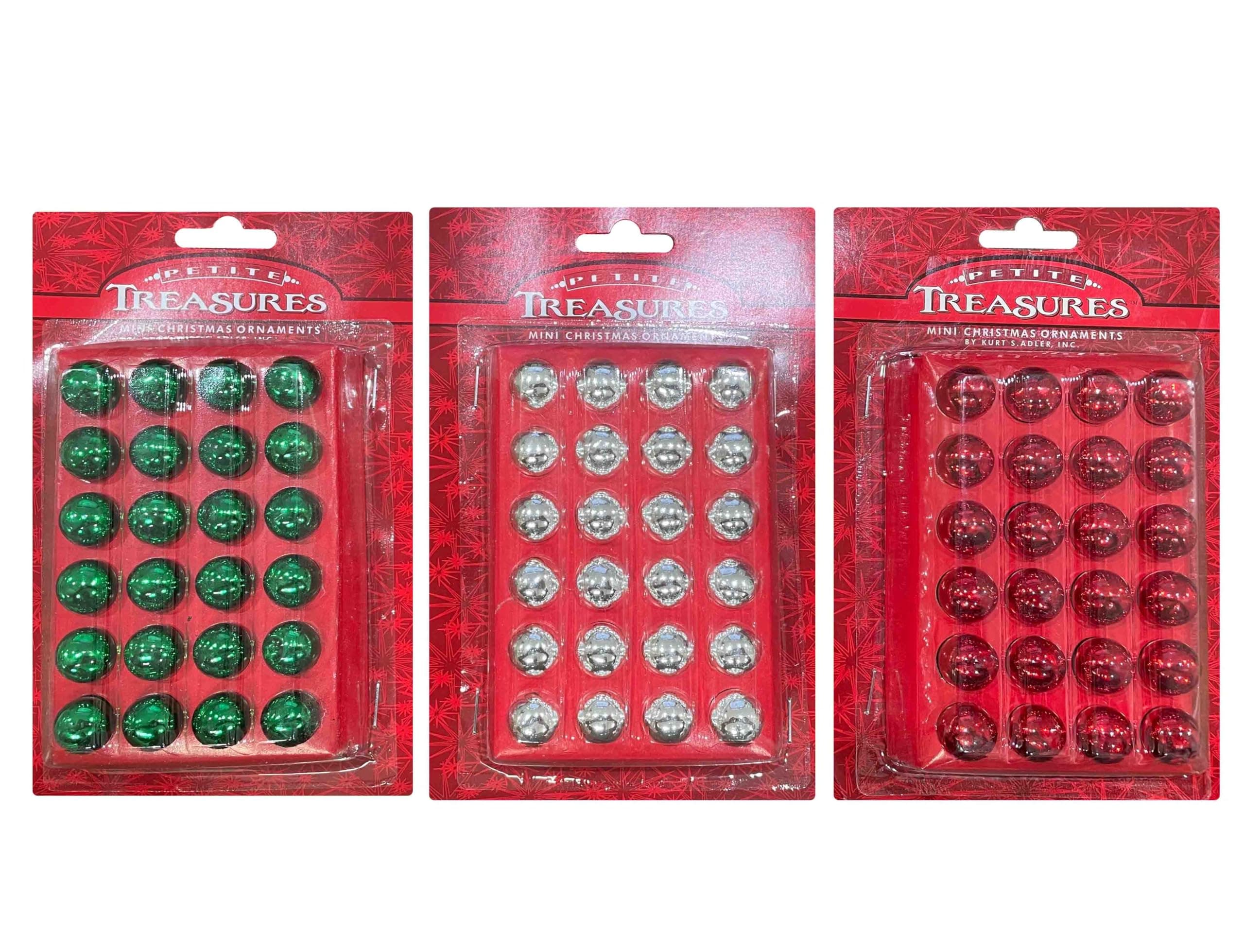 Petite Treasures Shiny Mini Glass Ball Ornaments .6" (15mm) 3 Packs/ Assorted Colors