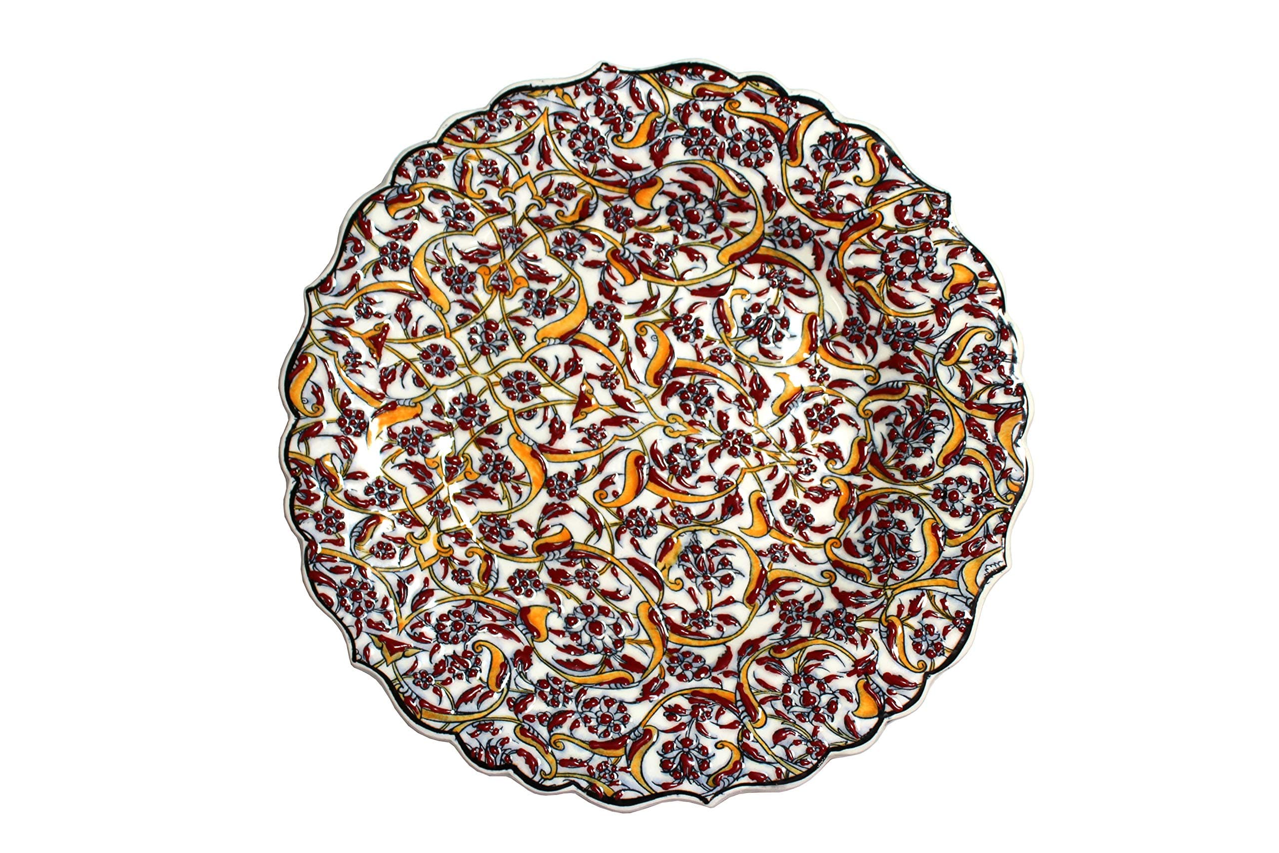 TurkCeramics by OMKAR INTERNATIONAL Handmade Turkish Serving Platter Decorative Floral Design Dinner Plate for Kitchen Multicolor…