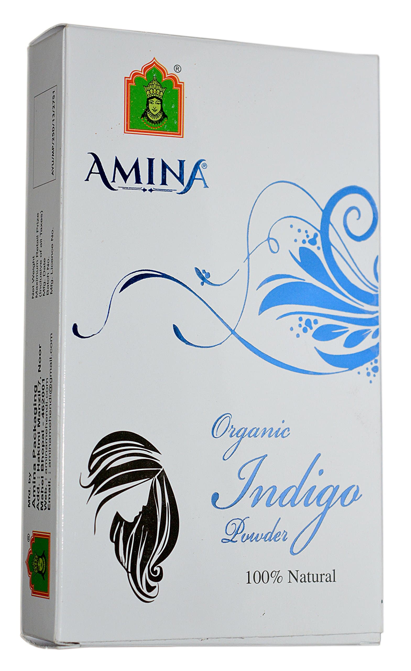 Amina 100% Natural Health Indigo Powder (Indigofera Tinctoria) for Hair Colour, Green