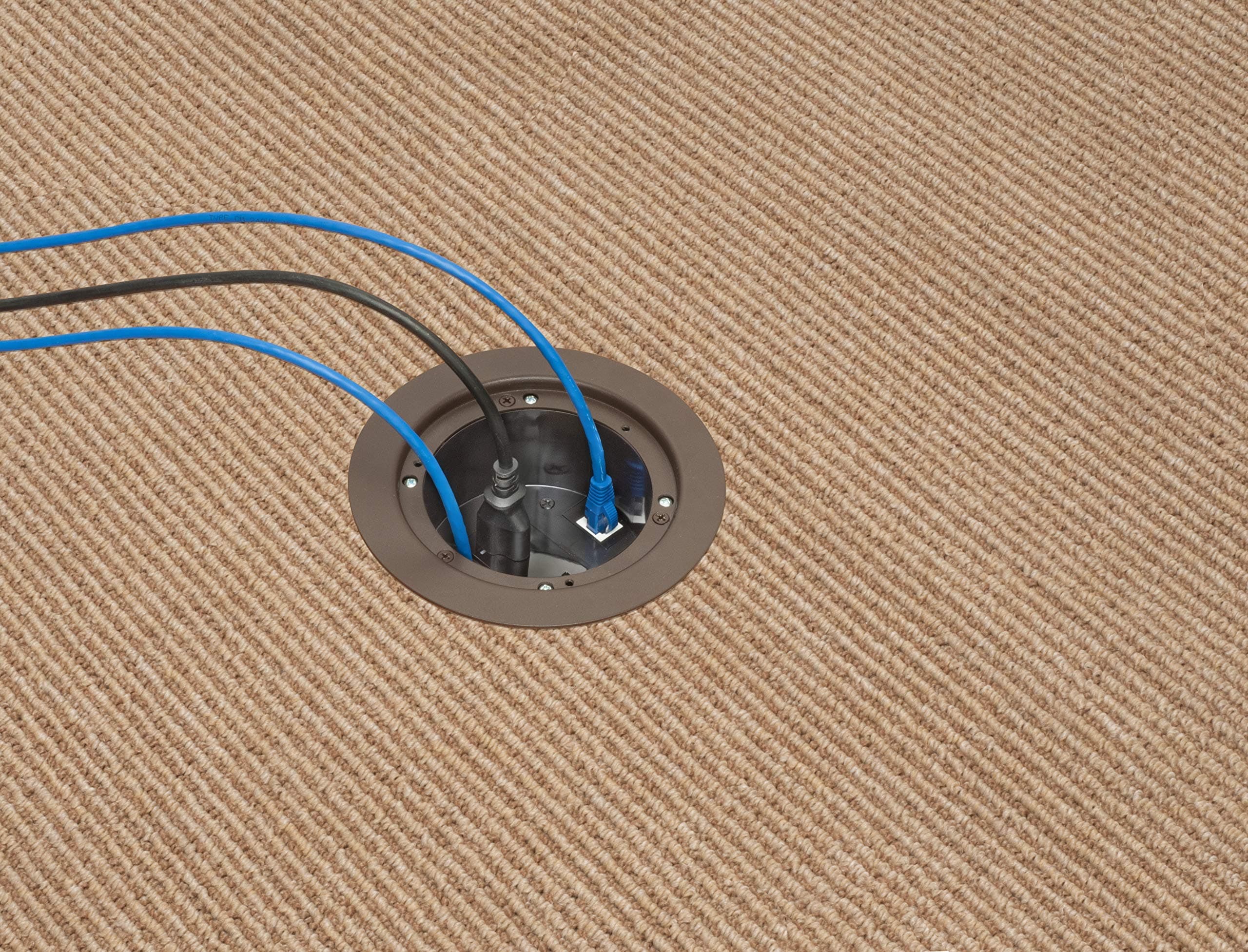 Arlington FLBR5420 Recessed Power and Data Round Floor Box (Brown)