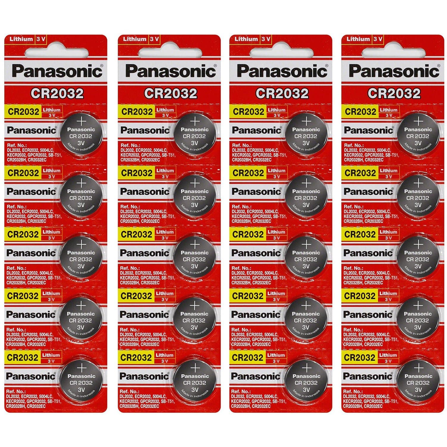 Panasonic CR2032 3 Volt Lithium Coin Battery (20 Batteries)