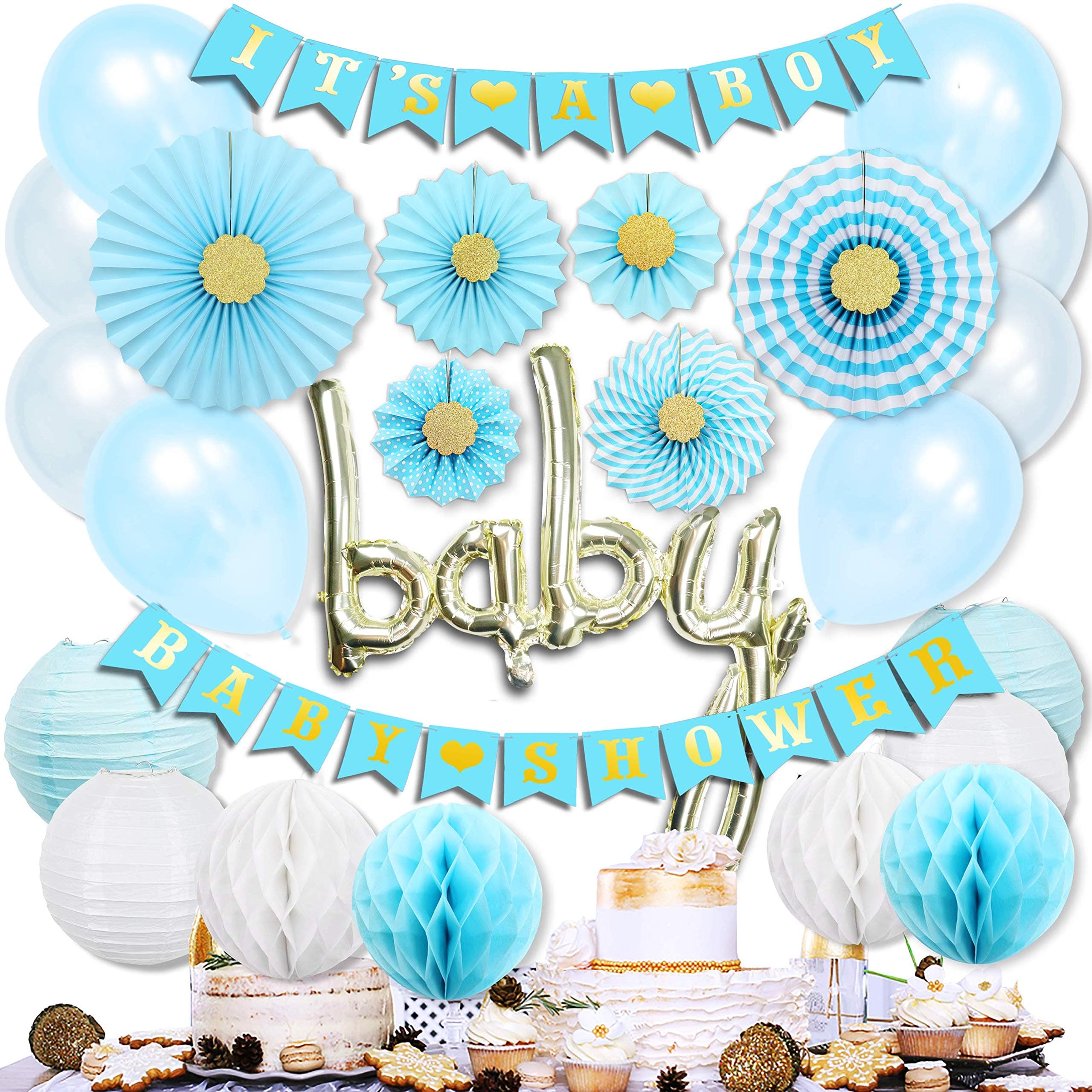 50 PCS Baby Shower Decorations for Boy Baby Shower Decorations - Baby Boy Shower Decorations | Baby Boy Baby Shower Decorations Boy Its a Boy Decorations for Baby Shower Boy Babyshower Decoration Kit