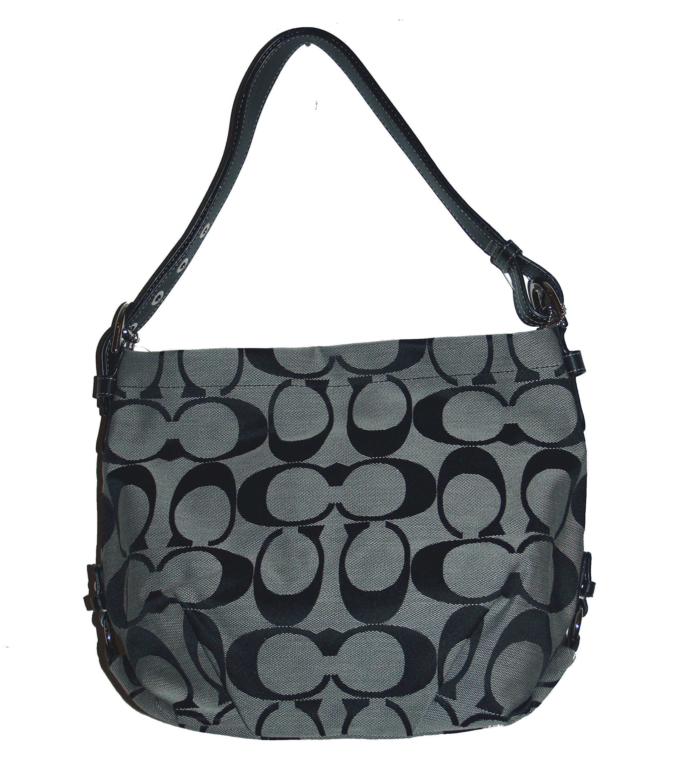 Coach 24cm Signature Duffle Shoulder Bag in Black and White