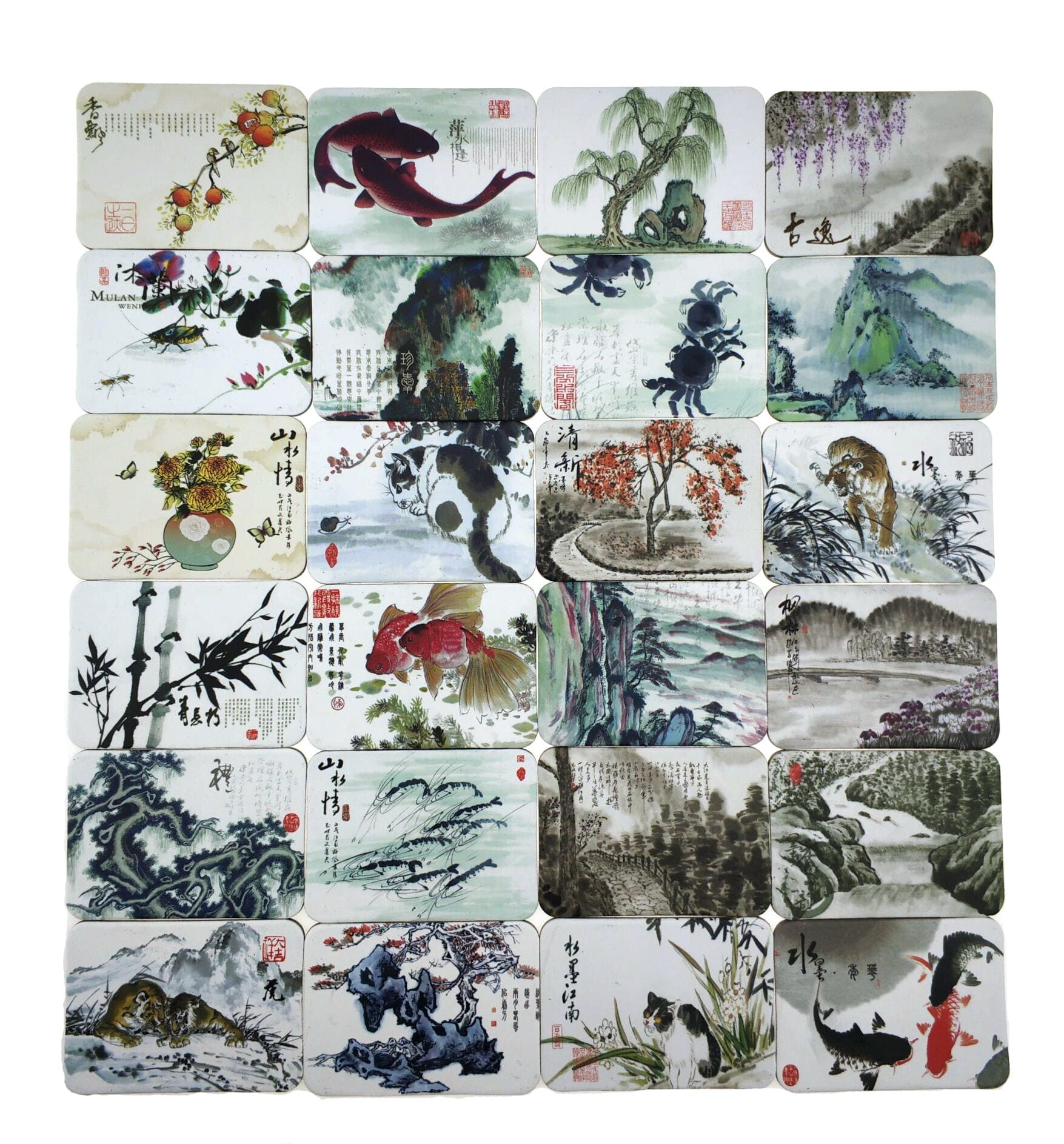 24-pcs Magnetic Fridge Magnets Refrigerator Sticker Scenery Home Decoration Animal Classic cars Accessories Magnetic Paste Arts/Crafts (Chinese ink painting)