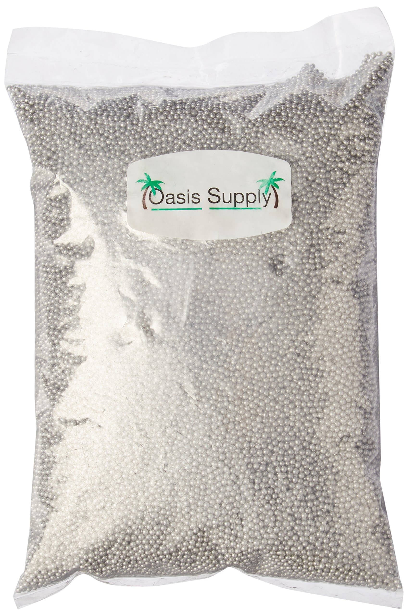 Oasis Supply 16-Ounce Dragees Silver Sugar Cake Cupcake Cookie Sprinkles, 2mm, Silver