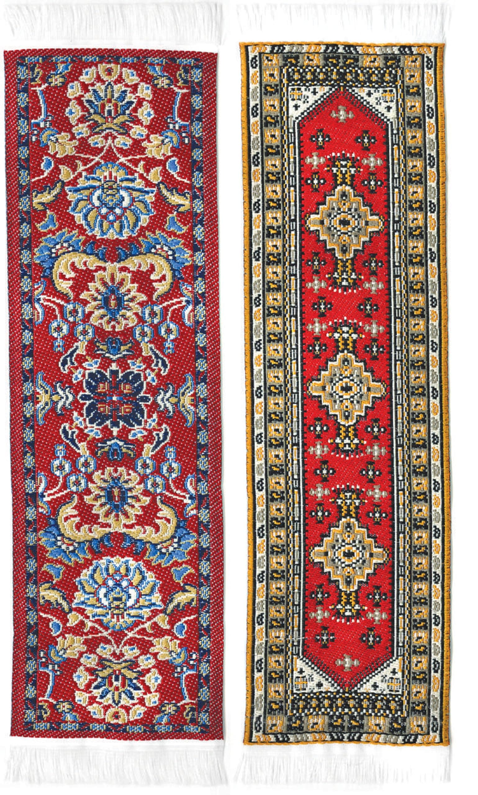 Oriental Carpet Bookmarks - Authentic Woven Fabric - Red Collection - 2 Bookmark Designs - Beautiful, Elegant, High Quality,Cloth Bookmarks! Best Gifts & Stocking Stuffers for Men,Women,& Teachers!