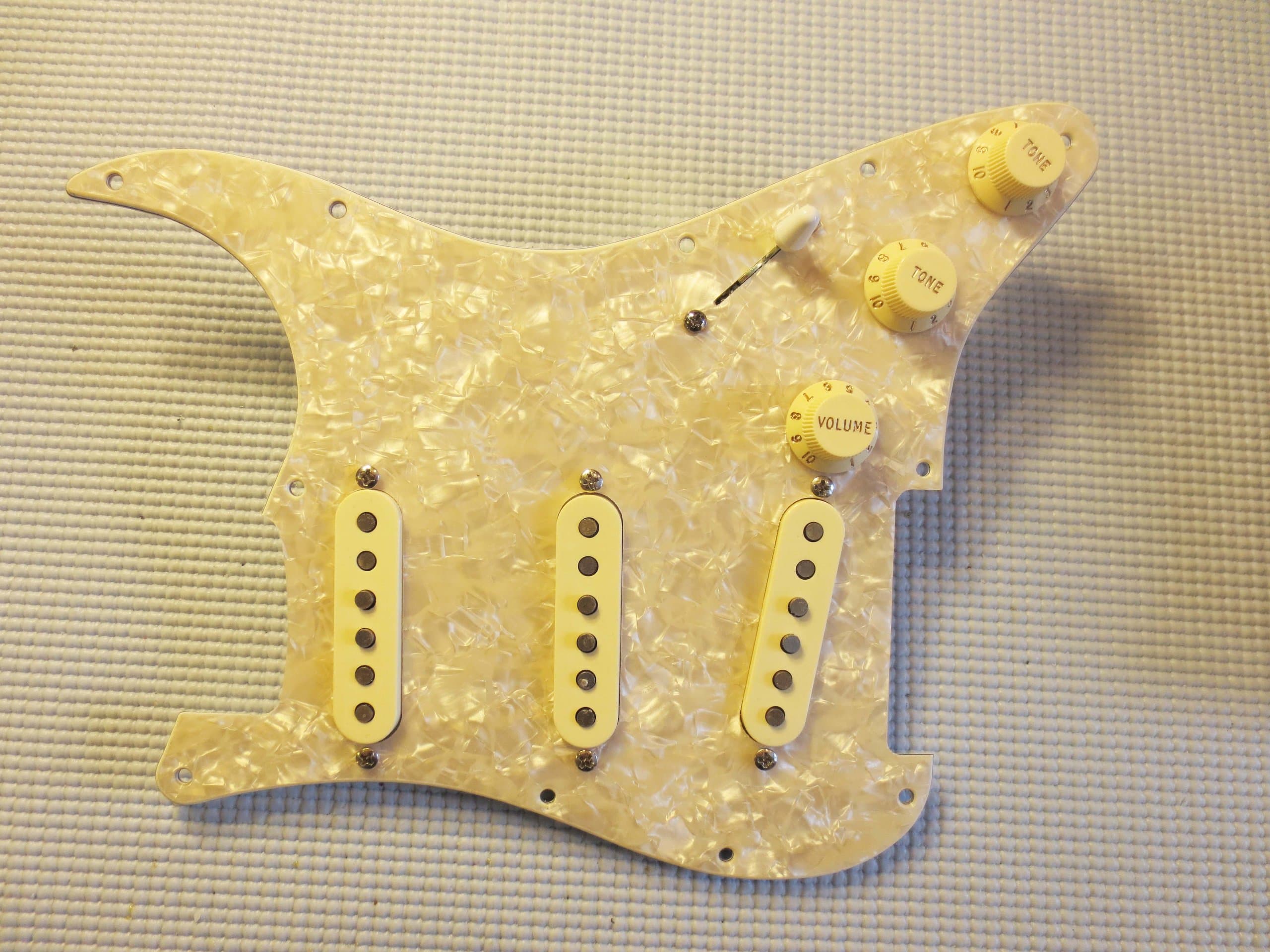 Twilight Lindy Fralin Vintage Hot Stratocaster Strat Aged White Pearl Regular 11 Hole with Bassplate and Blender Pot Or Any Color Any Hole Pattern!