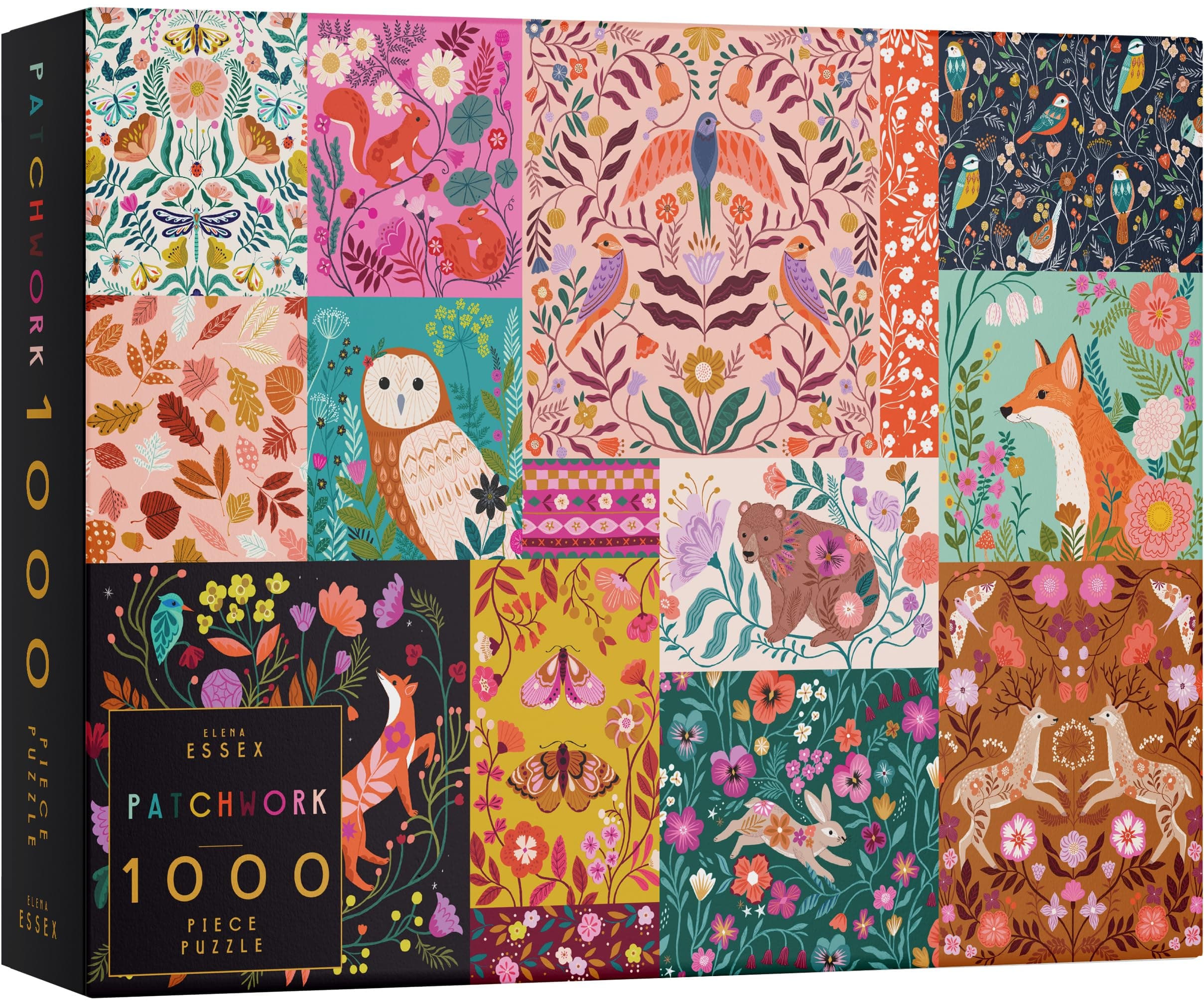 Elena Essex 1000 piece jigsaw puzzles for adults - Patchwork | Jigsaw Puzzles for Adults 1000 | Adult Jigsaw Puzzles 1000 Pieces | Animal Bird Flower Puzzle | Puzzles Size 70x50cm