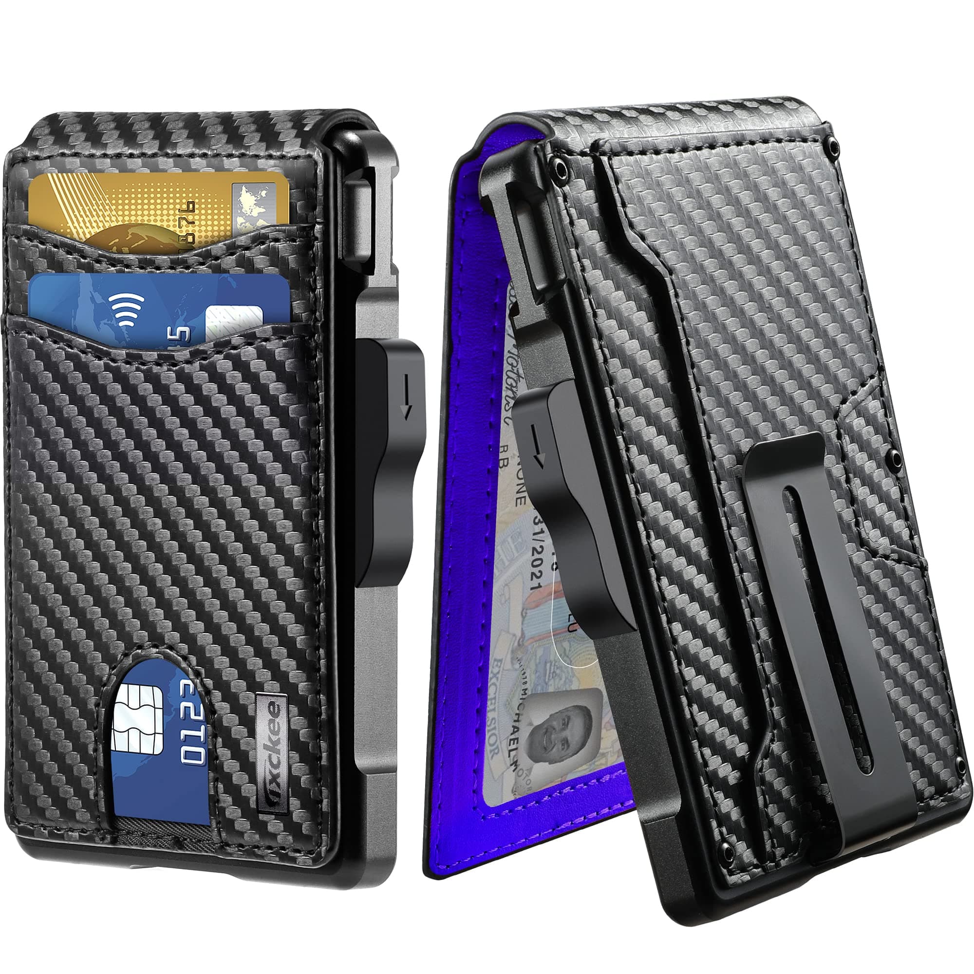 umoven Men's Wallet - Money Clip & Slots Slim Leather RFID Blocking Wallet Minimalist Bifold Wallet