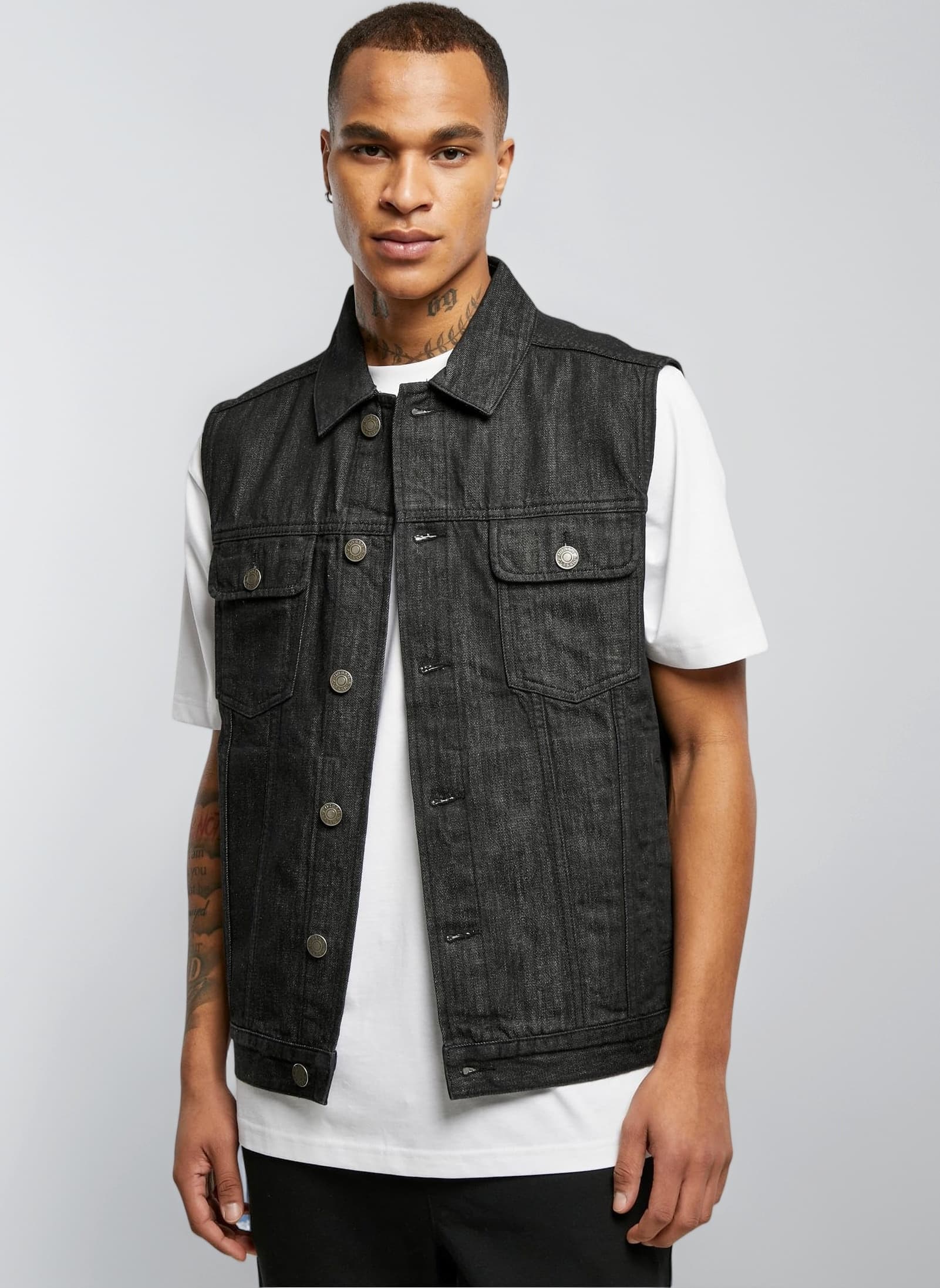 Urban Classics Men's Denim Vest Denim Vest (Pack of 1)