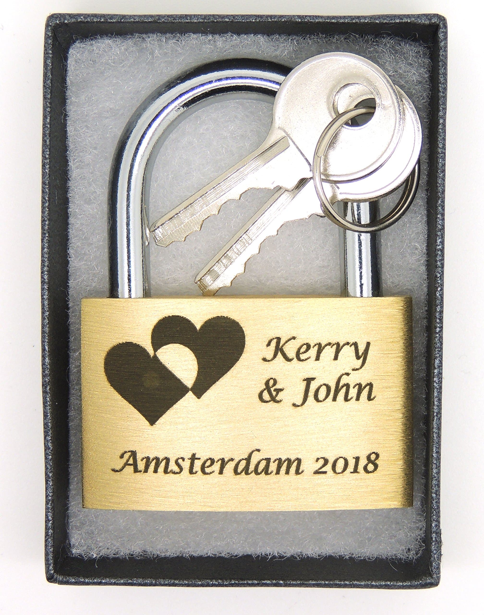Engraved Love Padlock, 23 Styles, Bold Permanent Engraving + Gift Box. 40mm. Locks of Love ♡ (Double Heart, 40mm)