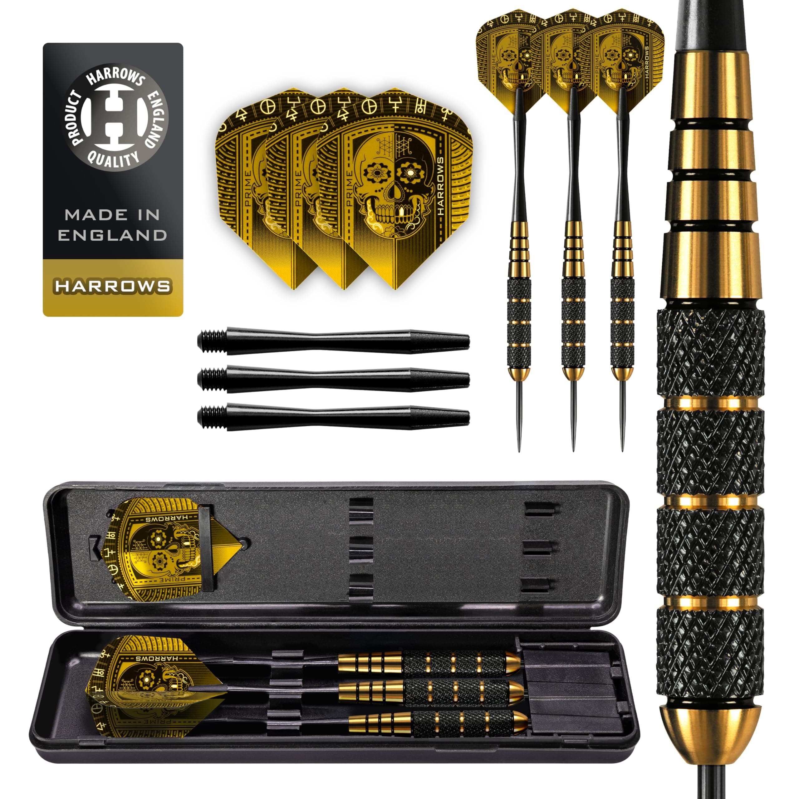 Voodoo and Voodoo Black Hex Brass Darts and Steel Tip Darts Set - Available in 18g, 19g, 20g, 21g, 22g 23g, 24g, 25g & 27g - Professional Darts Set - Includes Shafts, Flights & Travel Case