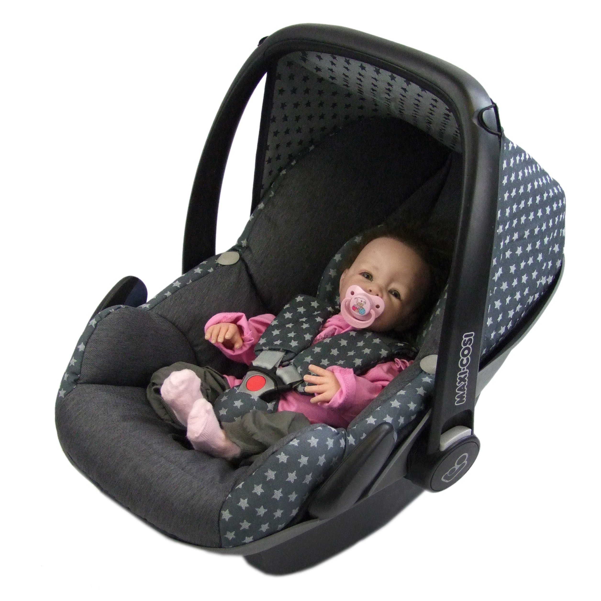 Bambini World Replacement Cover for Maxi Cosi Pebble Carseat Cover 5-Piece Complete Set Star Dark Grey * New *