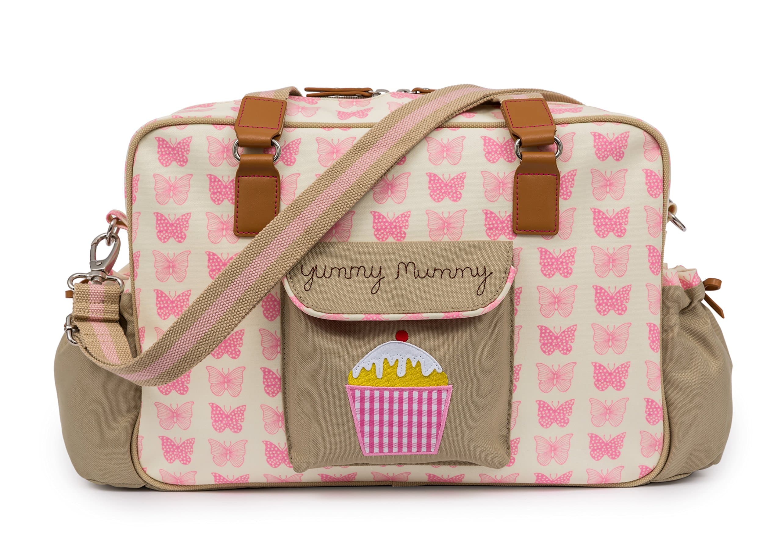 Pink Lining Yummy Mummy Diaper Bag - Wise Owl (Pink Butterflies)