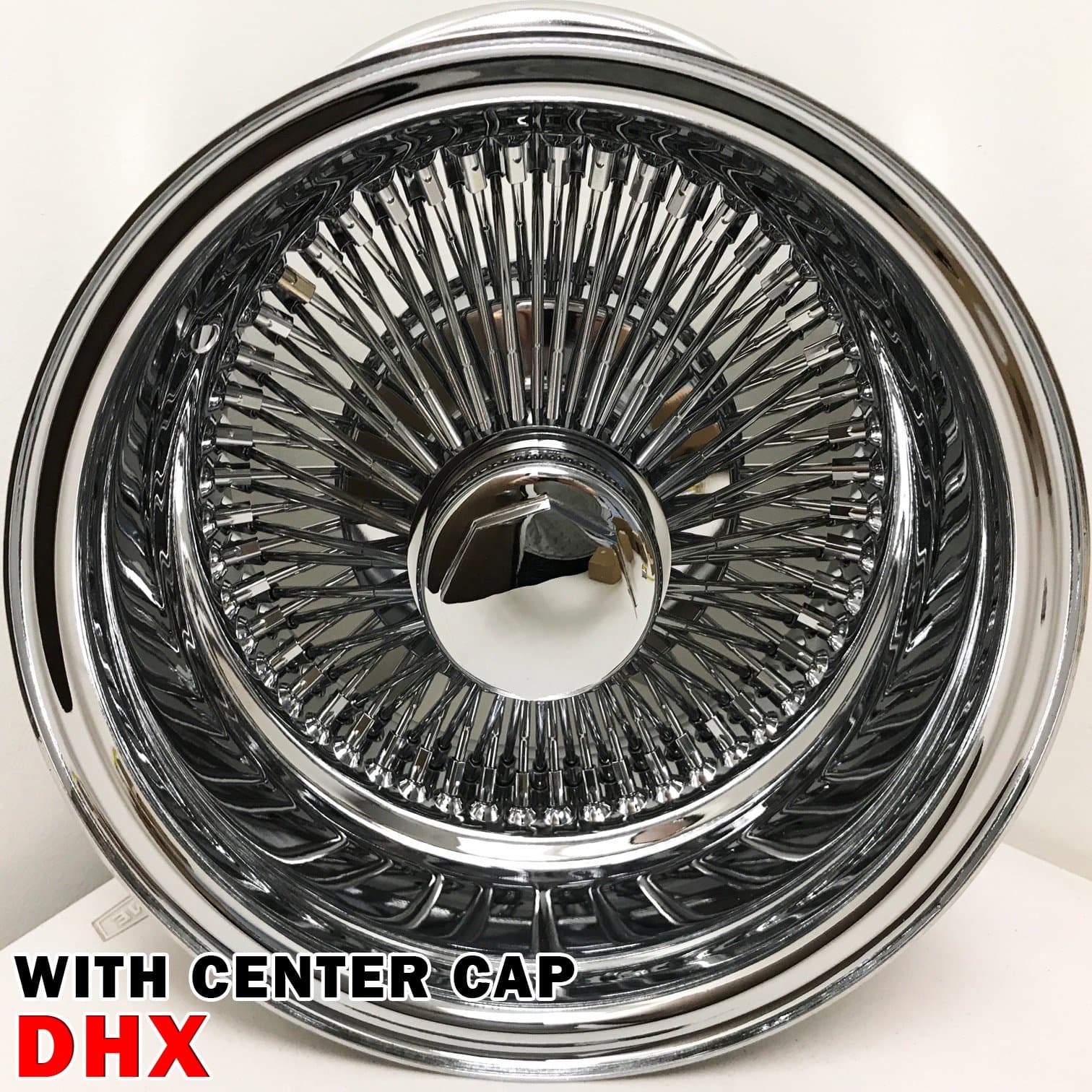 1PCS 13x7 Rev 100 Spokes Chrome Reverse Wire Wheels Straight Lace Deep Dish Rims (DHX)