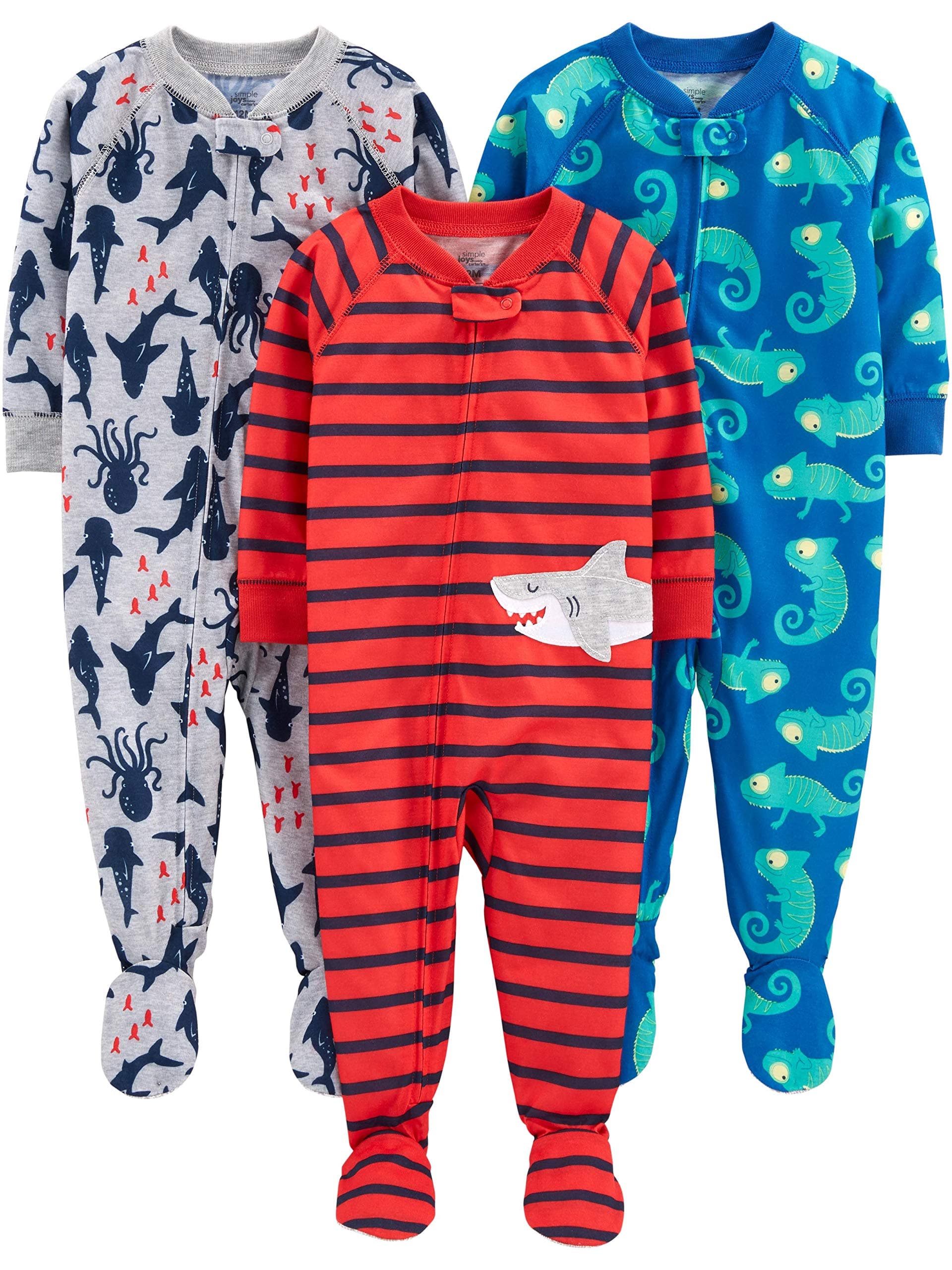 baby-boys Loose-Fit Polyester Jersey Footed Pajamas