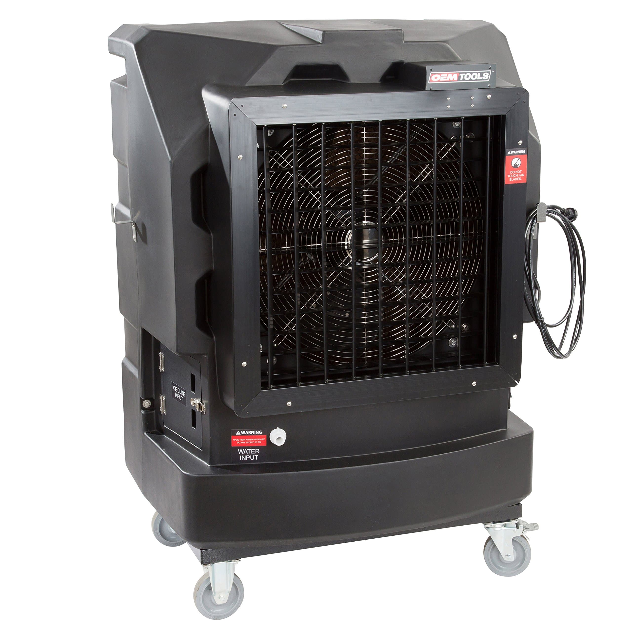 OEMTOOLS 23970 10,600 CFM Variable Speed Evaporative Cooler, Black, Cools 2500 Square Feet, Outdoor Air Conditioner, Swamp Cooler for Garage Cooling