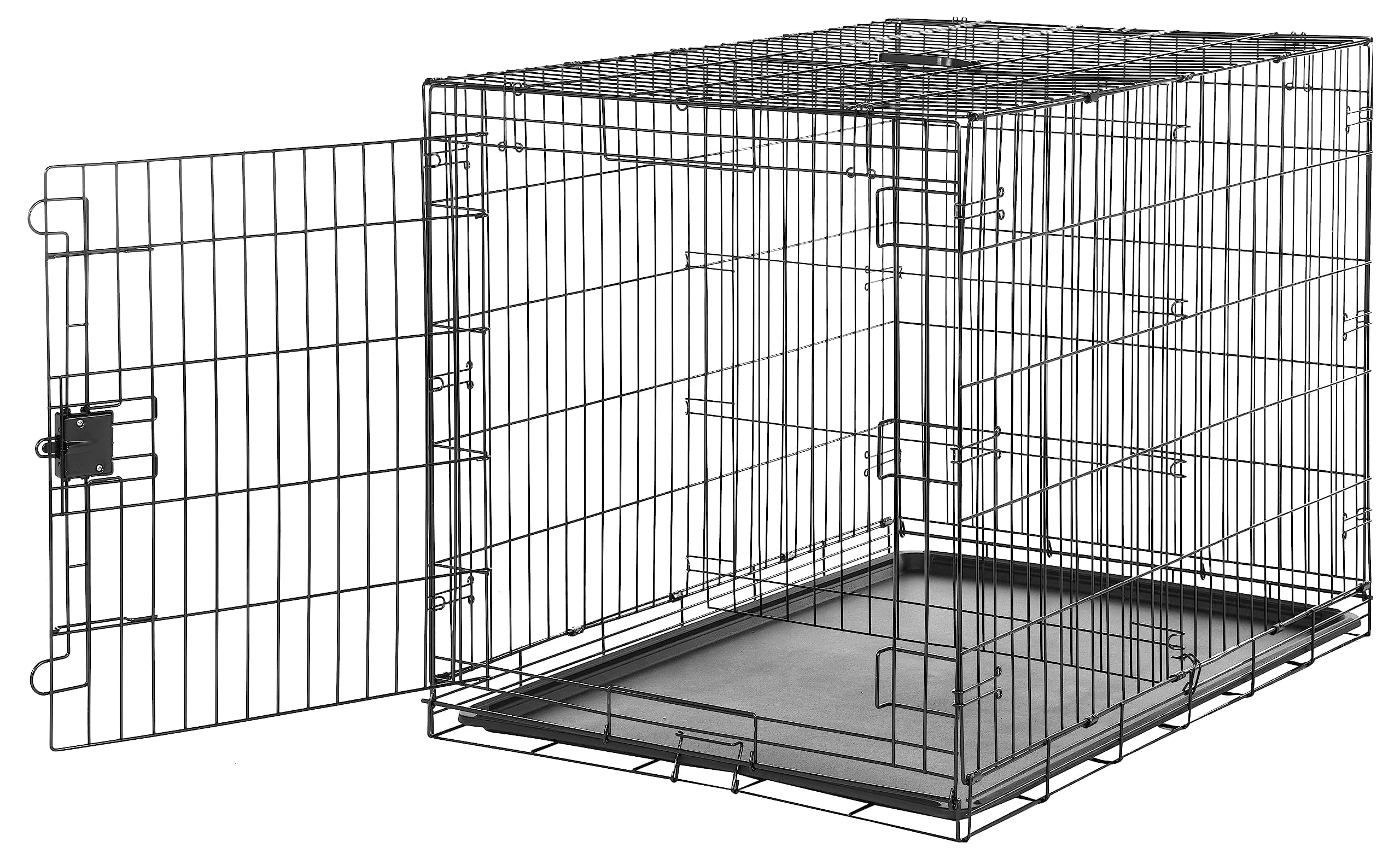 Durable, Foldable Metal Wire Dog Crate with Tray, Single Door, 42 x 28 x 30 in, Black