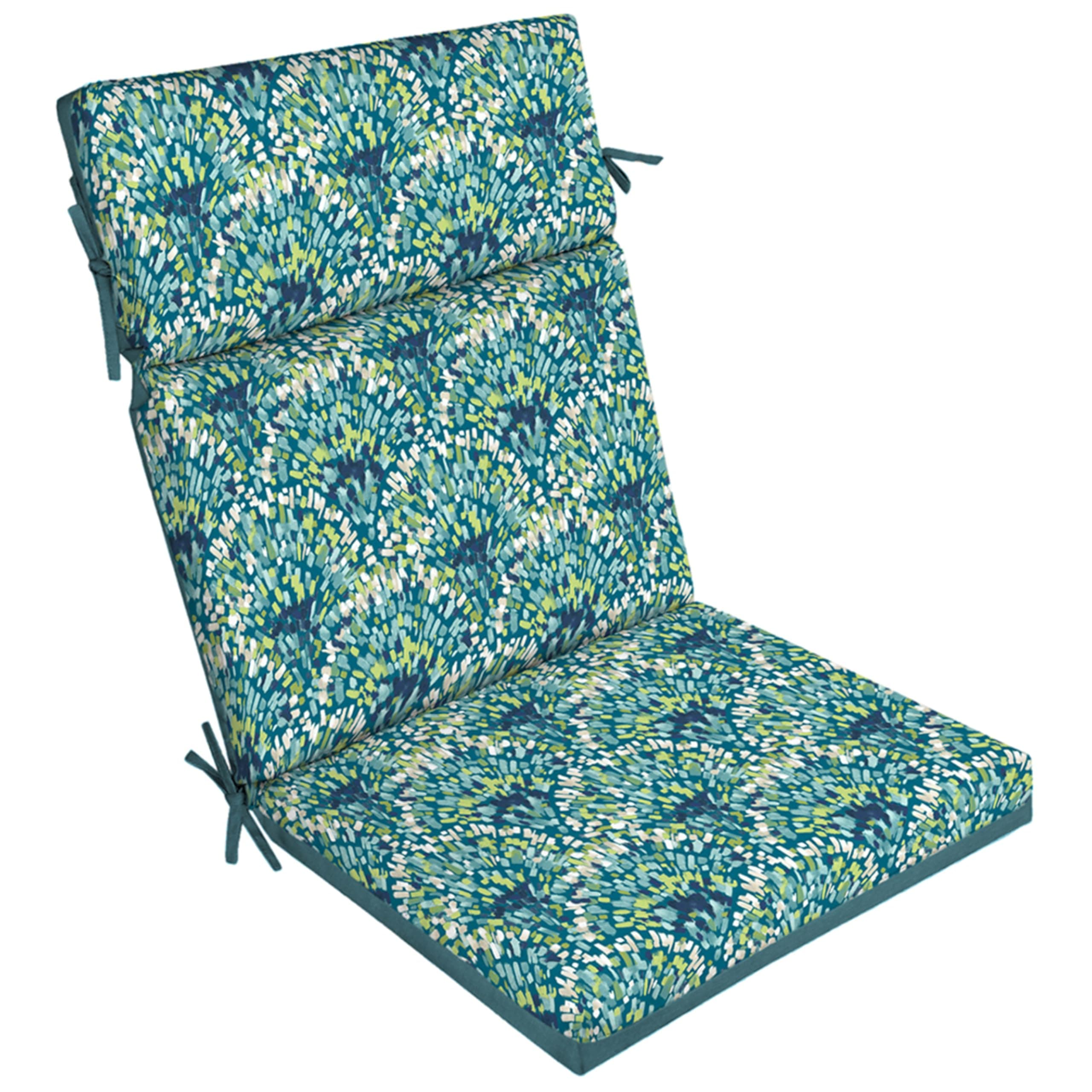 Arden Selections Outdoor Chair Cushion, 20 x 21, Rain-Proof, Fade Resistant, Teal Waves
