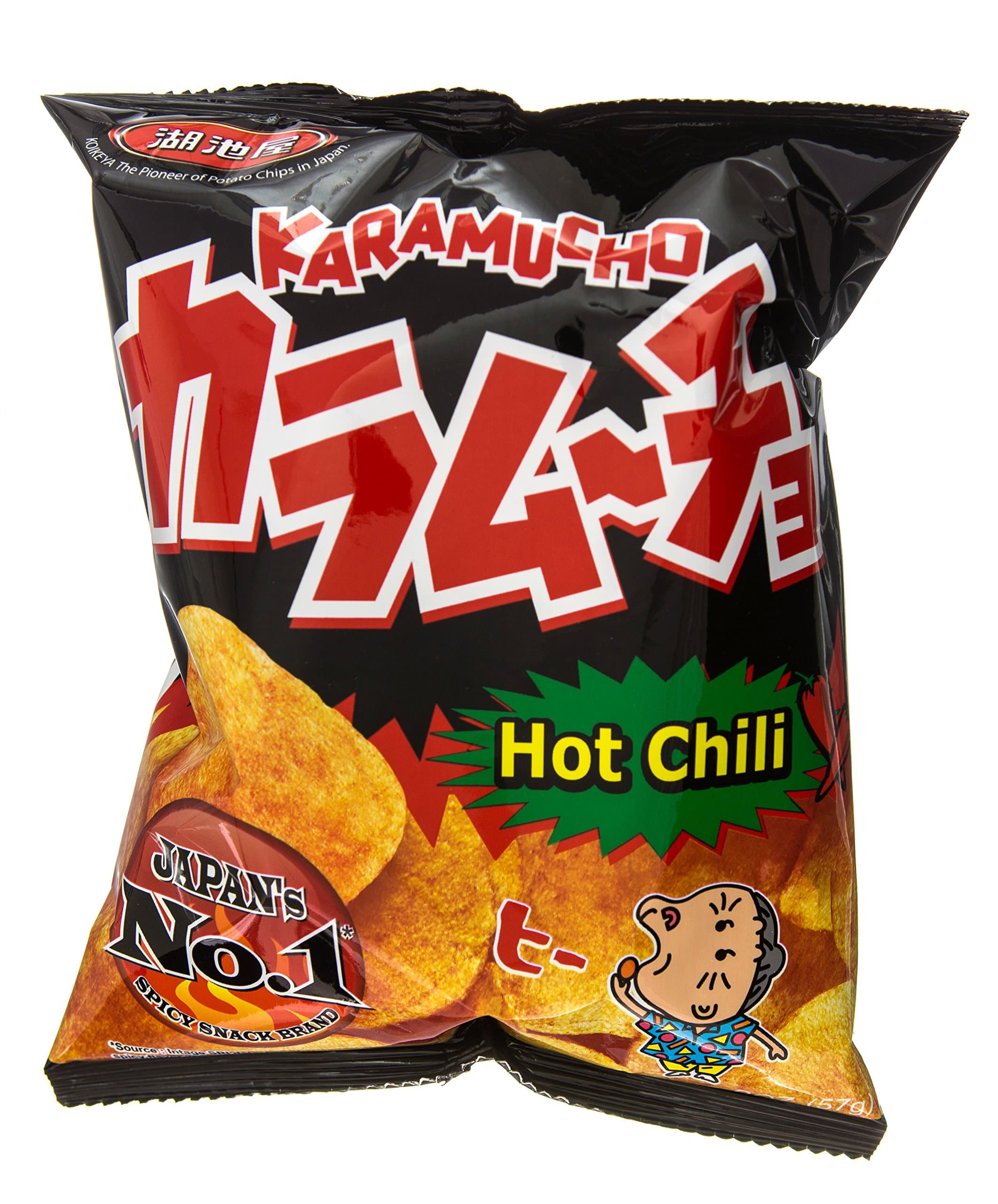 Koikeya Karamucho Potato Chips, Hot Chili, 2 Ounce (Pack of 12)