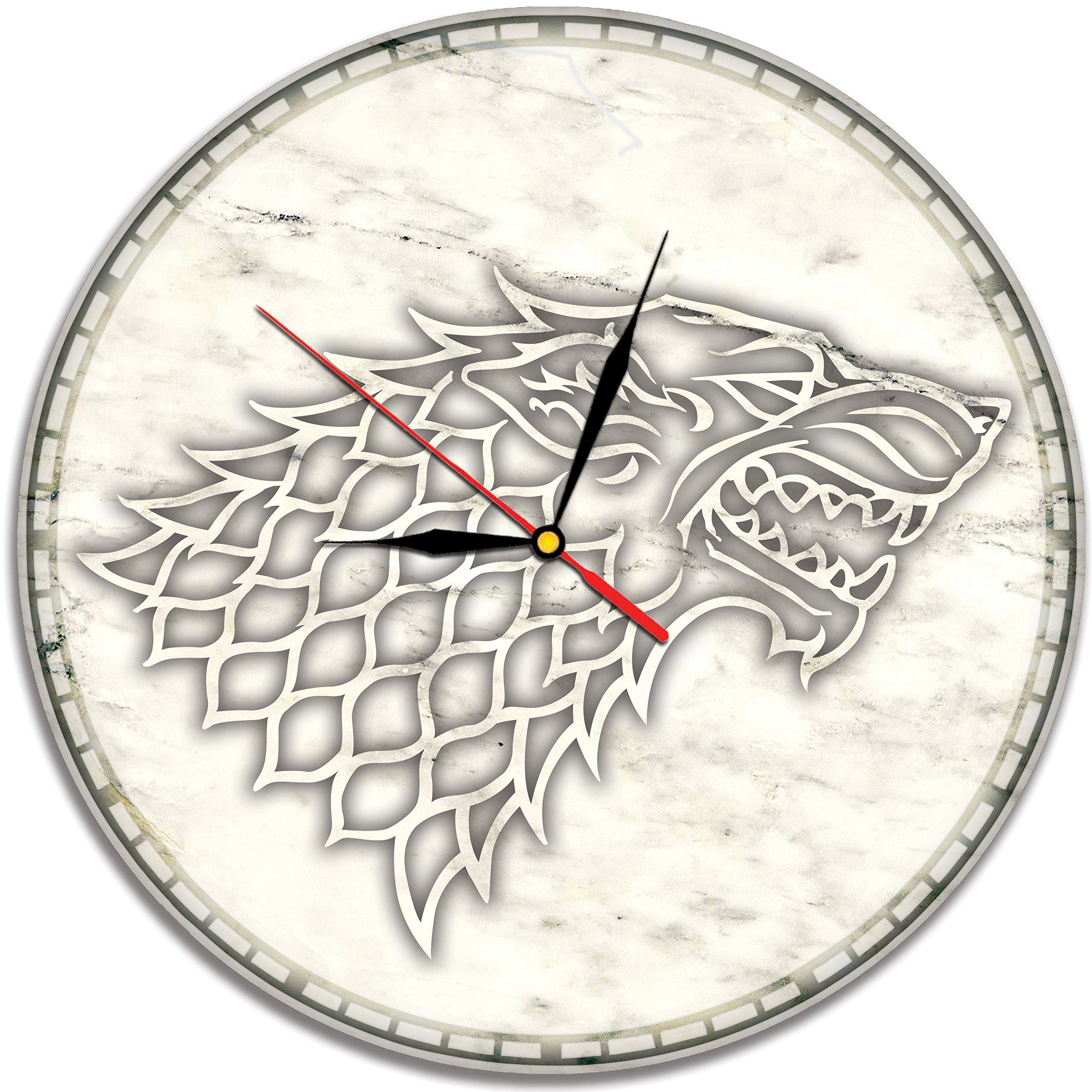 House Stark Decal Waterproof Color Modern Sticker Wall Clock - Decorate your home with Colored Game Of Thrones Art - Best gift for men and women, friend, girls and boys - Win a prize for a feedback