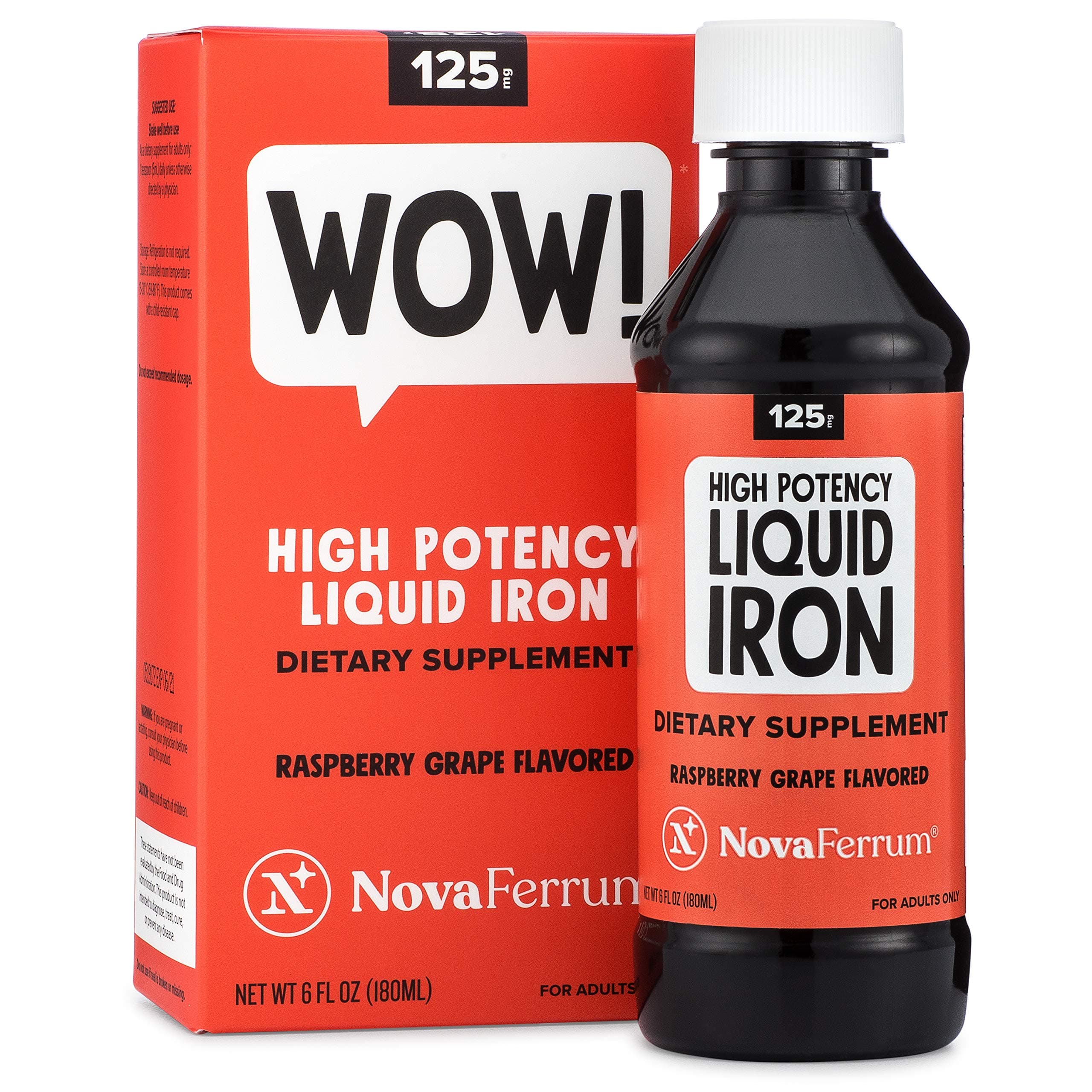 Wow | 125 High Potency Liquid Iron Supplement For Adults Deficiency 125Mg Of Per 5Ml Dose Vegan Verified Gluten Free Certified Sugar