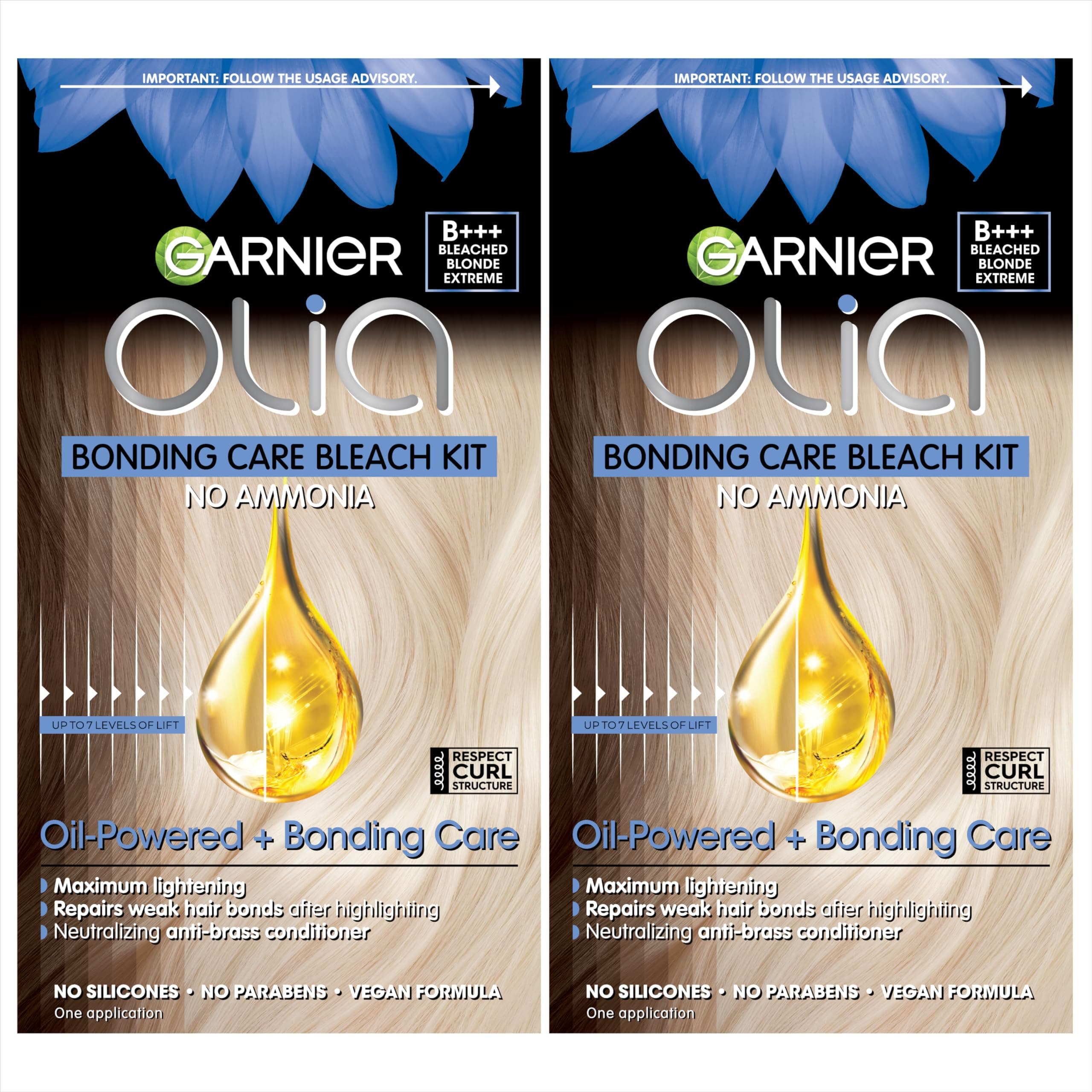 Garnier Hair Color Olia Ammonia-Free Brilliant Color Oil-Rich Permanent Hair Dye, B+++ Bleach Blonde Extreme, 2 Count (Packaging May Vary)