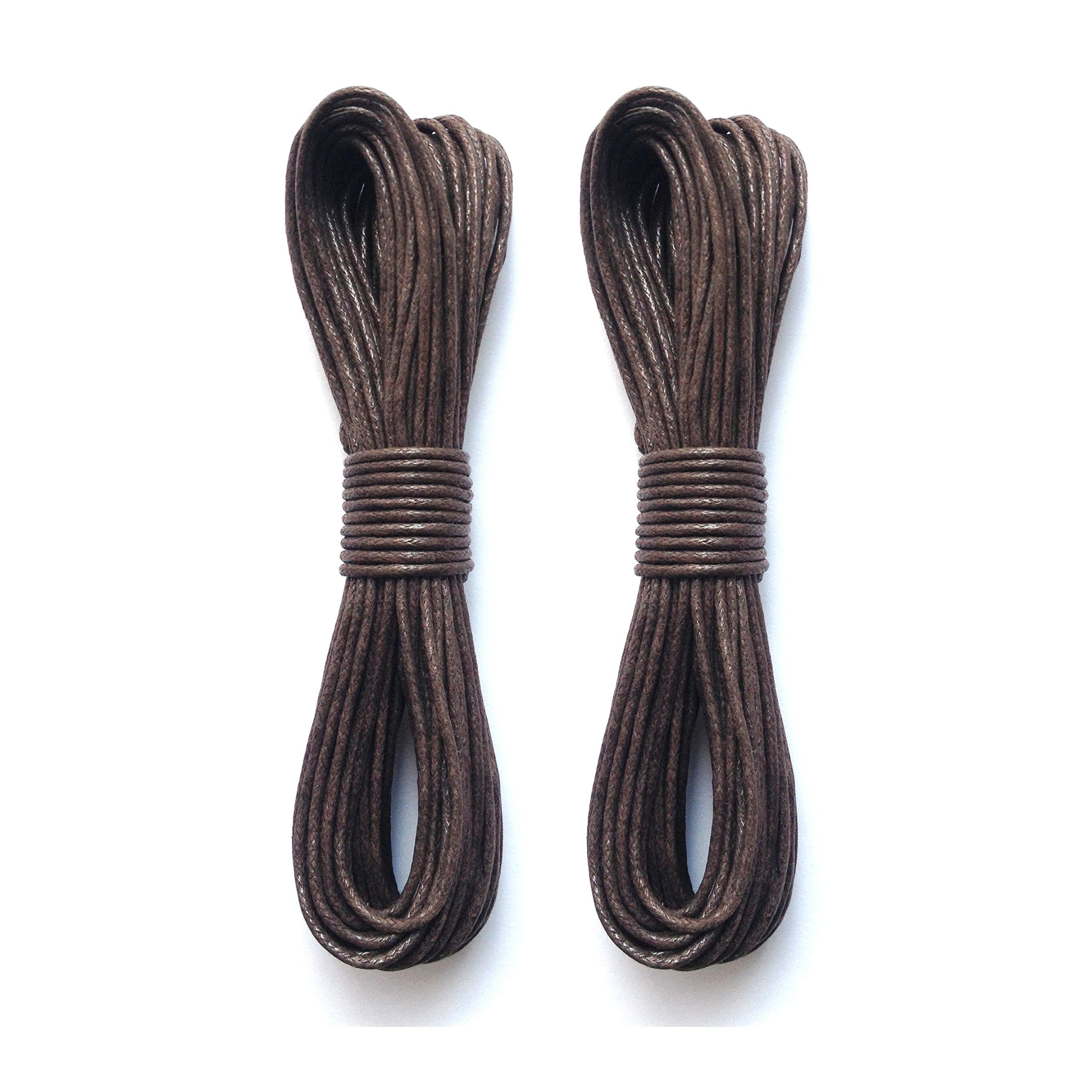 LWR CRAFTS 2mm Waxed Cotton Cord 45 Feet Per Pack (Pack of 2) (Chocolate)