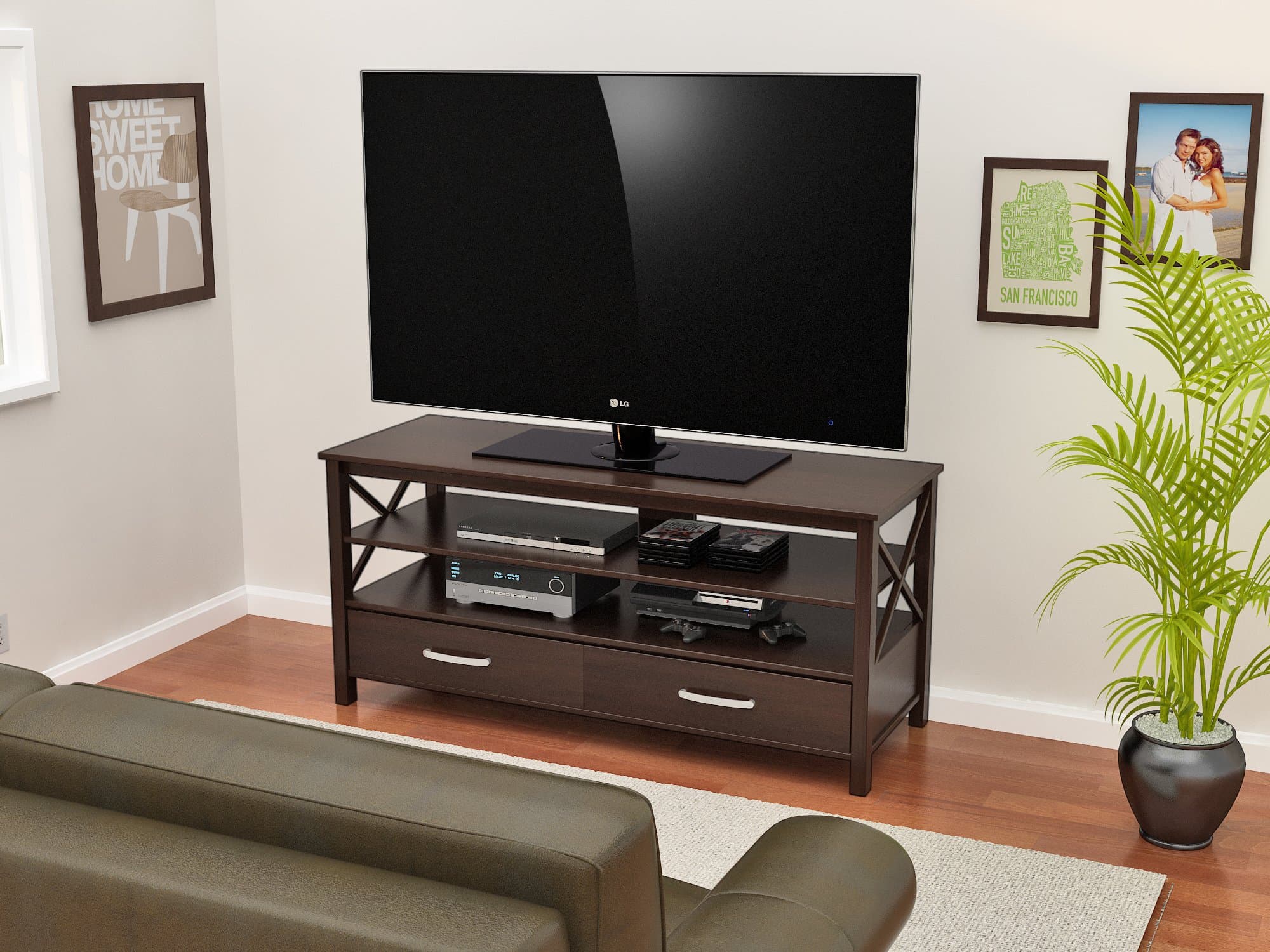 Raiden TV Stand, 55-Inch, Brown