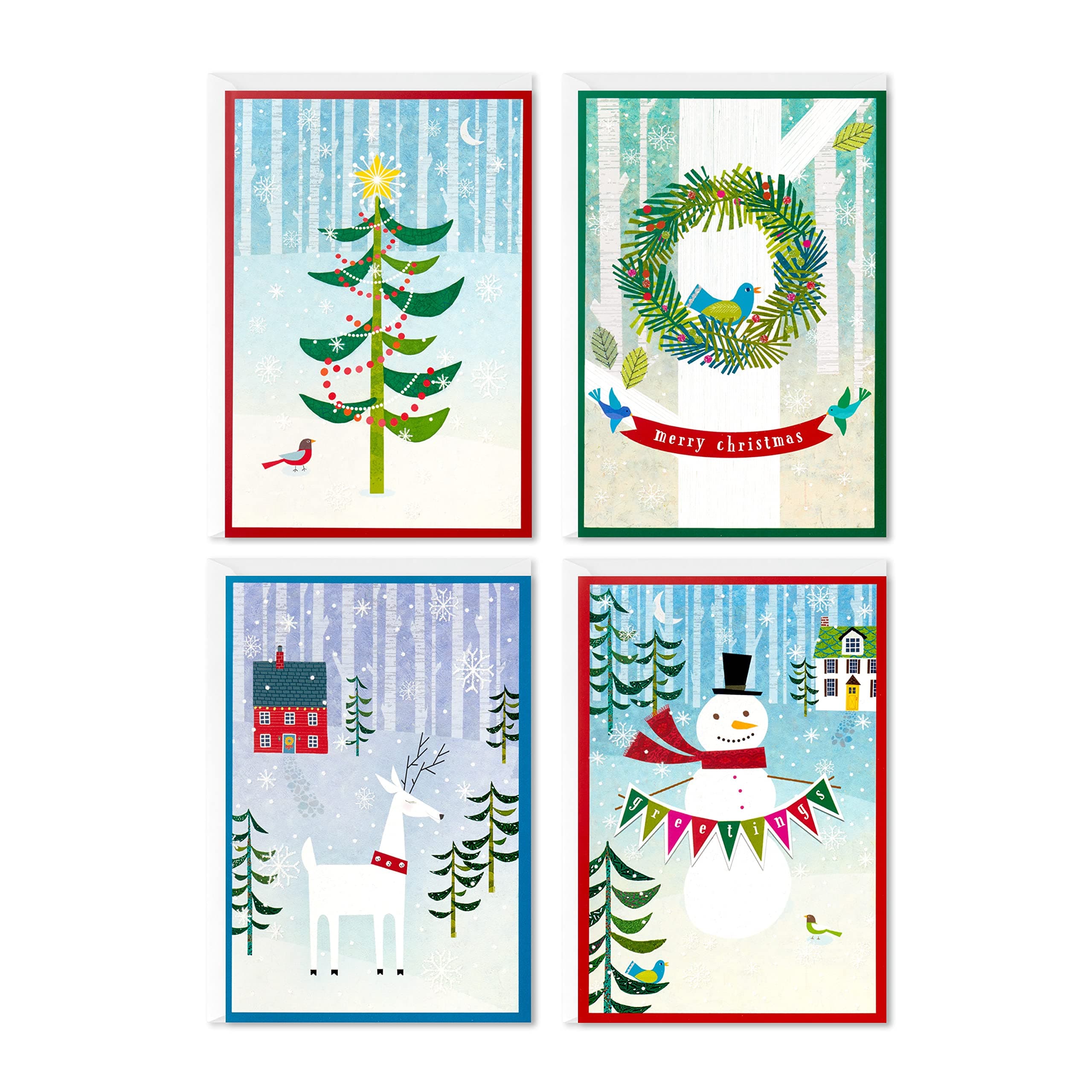 Hallmark Image Arts Boxed Christmas Cards Assortment, Festive Folk Art (4 Designs, 24 Cards with Envelopes)