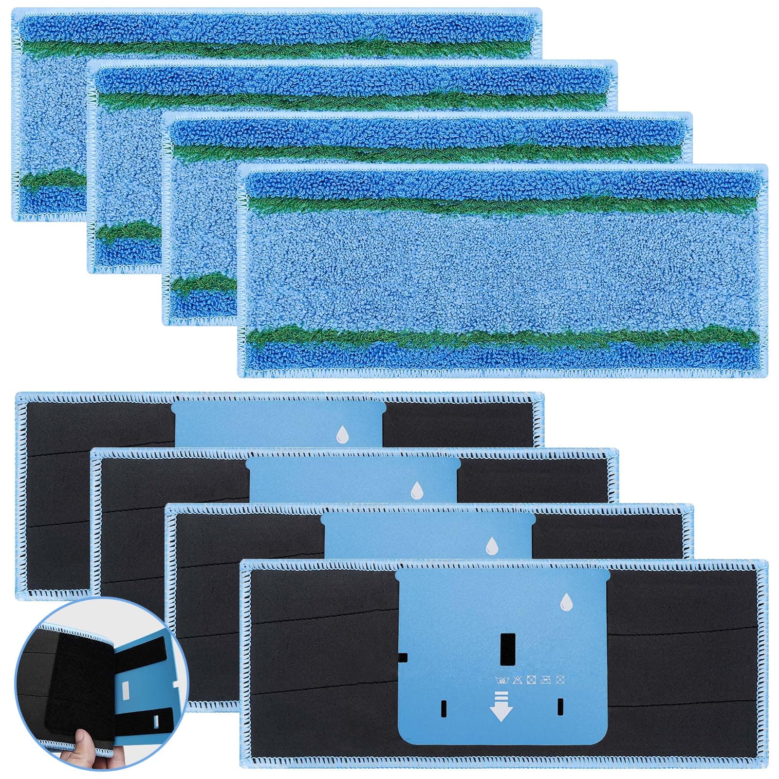 8 Pack Upgraded M6 Wet Mopping Pads for iRobot Braava Jet M6 Series (6110) (6012) (6112) (6113) Ultimate Robot Mops, New Sticky Design, Detachable, Washable and Reusable M6 Pads Accessories Parts