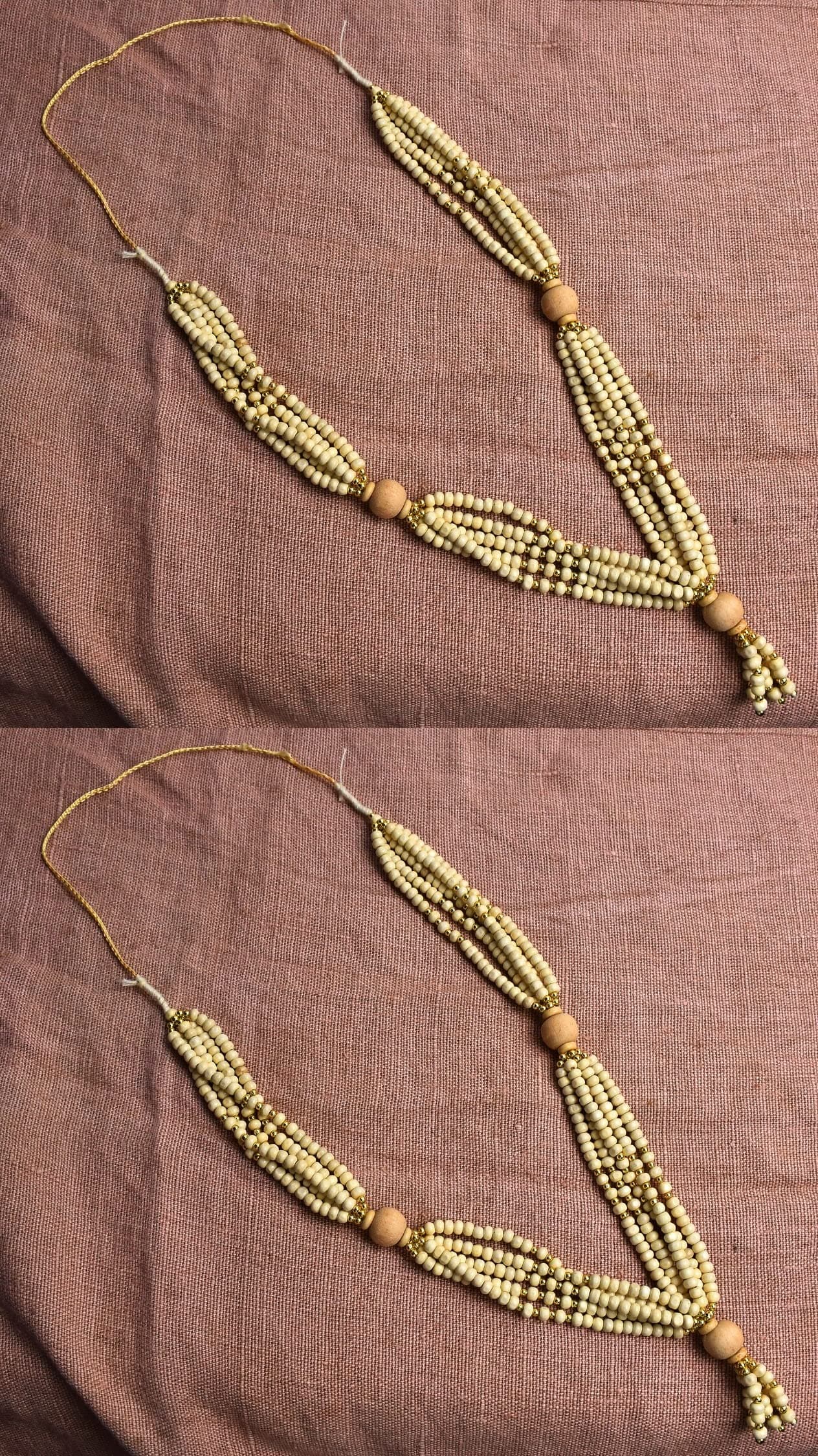 DT DECTONEGarland for Photo Frames, Chandan Scented Mala for Photo Frame Gods Idols, Off White, Set of 2, 38 cm