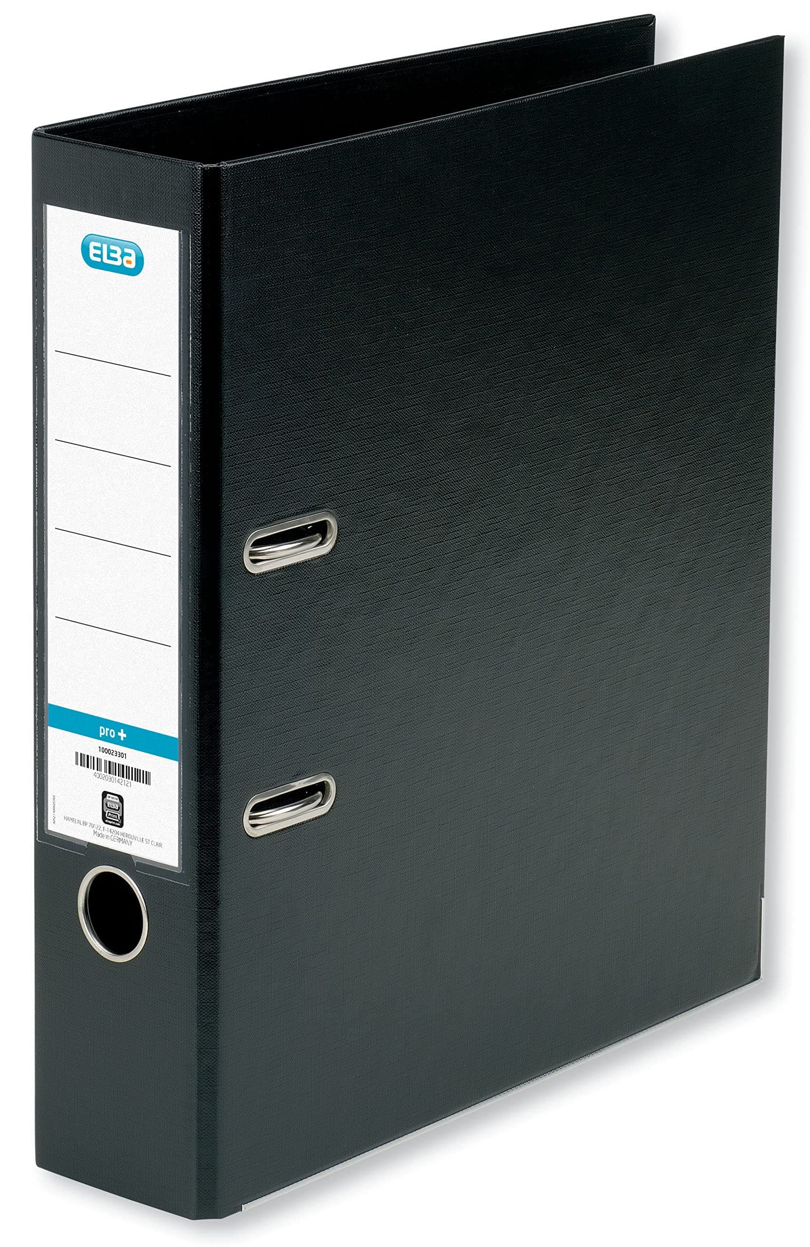 ElbaA4 Lever Arch File, 570 Sheet Capacity, 80mm spine, Strongline Plastic on Board, Single, Black