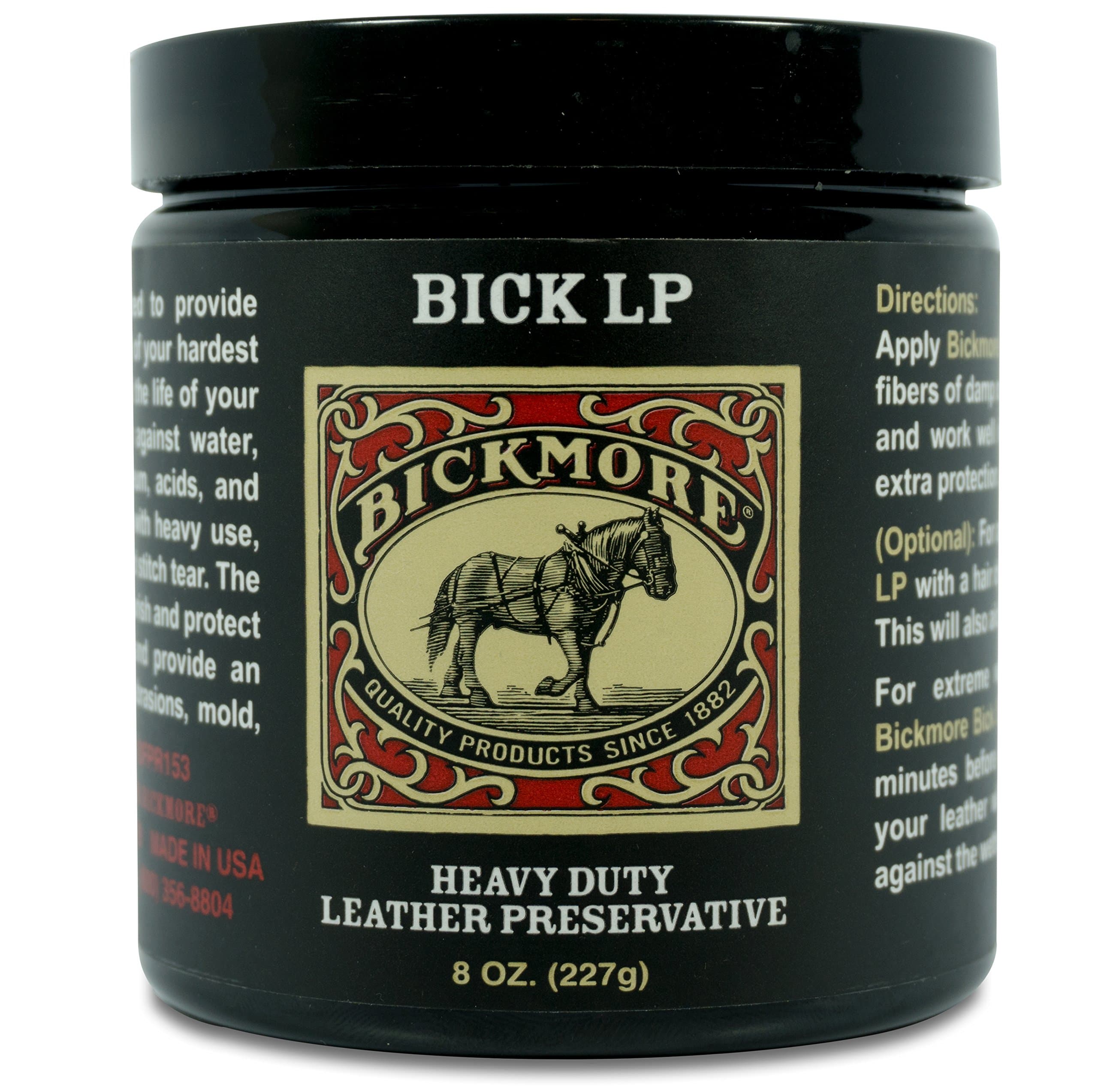 Leather Conditioner, Scratch Repair Bick LP 8oz - Heavy Duty LP Leather Preservative | Leather Protector, Softener and Restorer Balm for Dry, Cracked, and Scratched Leather | Made in USA