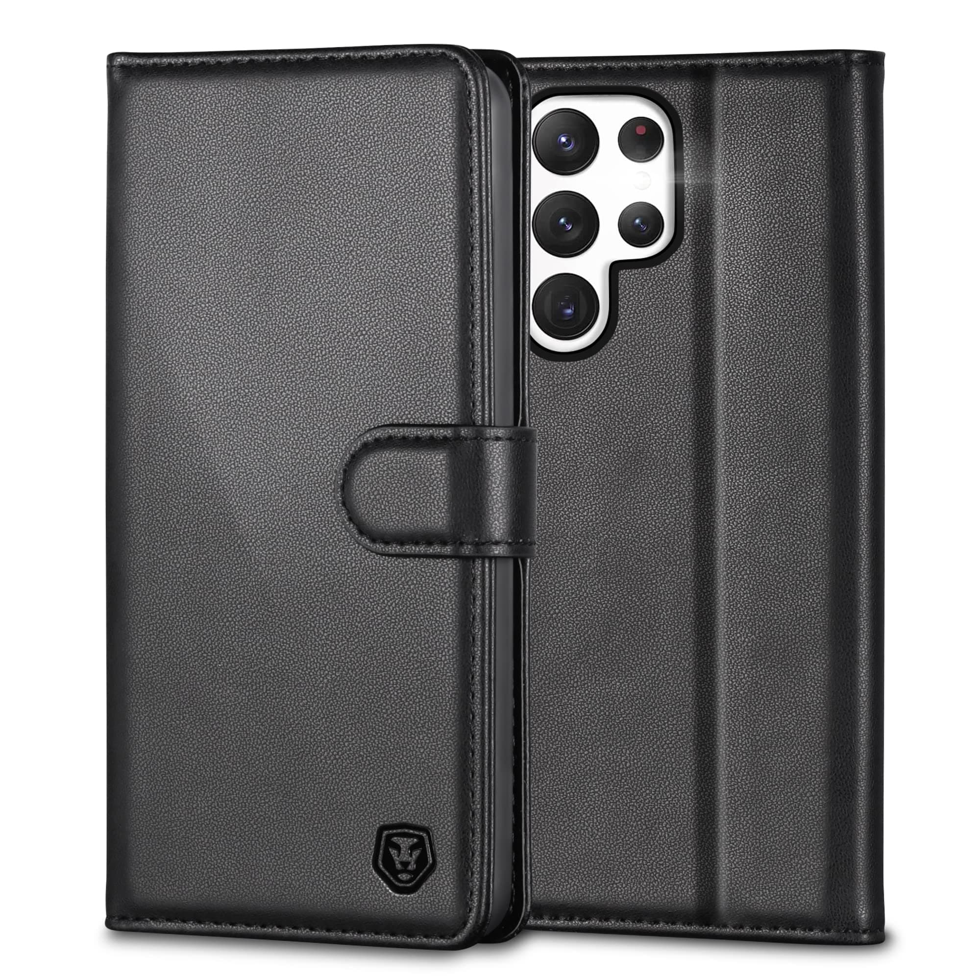 – for Samsung S23 Ultra Case, 4 Card Slots Magnetic Closure Kickstand Shockproof Protective Phone Case for Samsung Galaxy S23 Ultra - Black