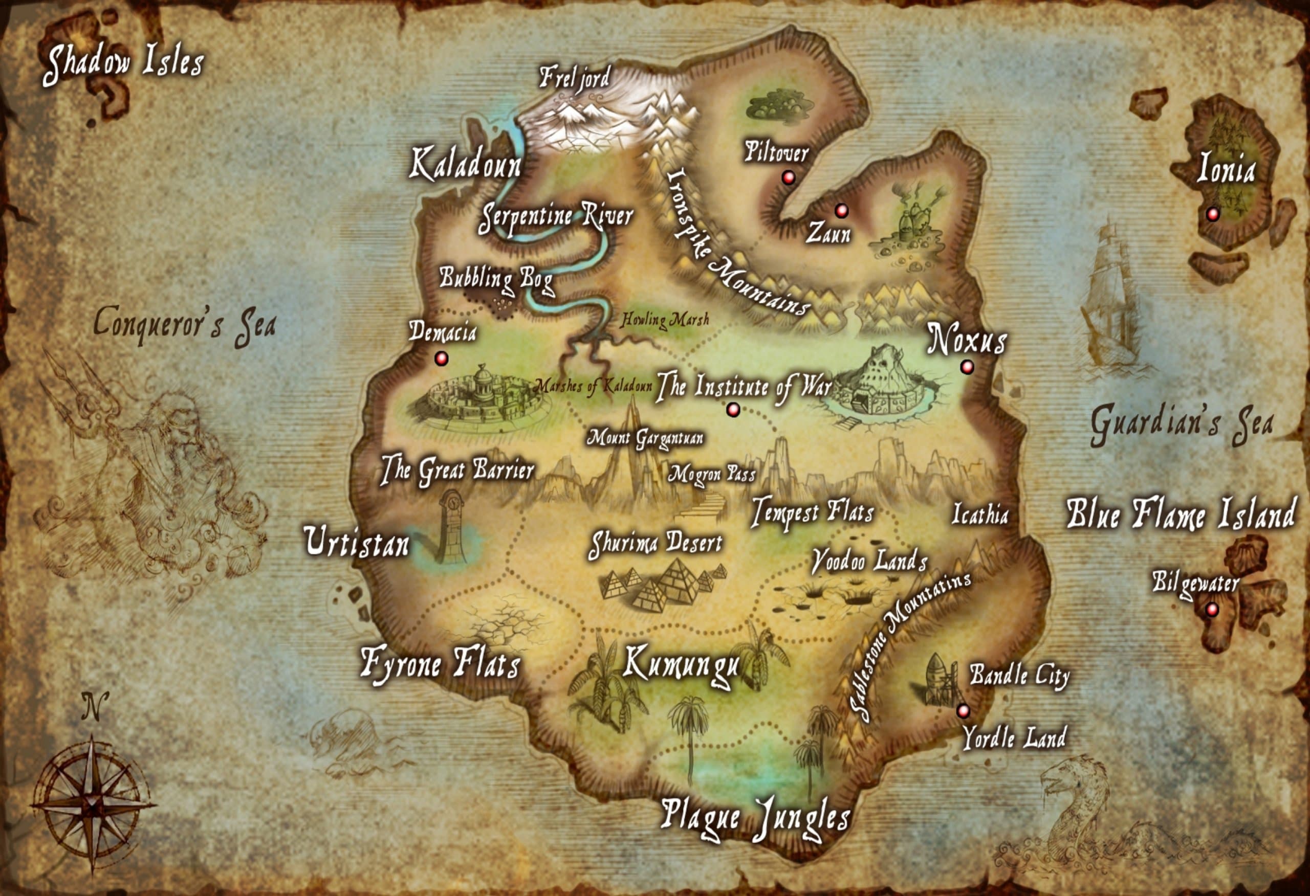 League of Legends Map of Valoran Poster Print 13x19