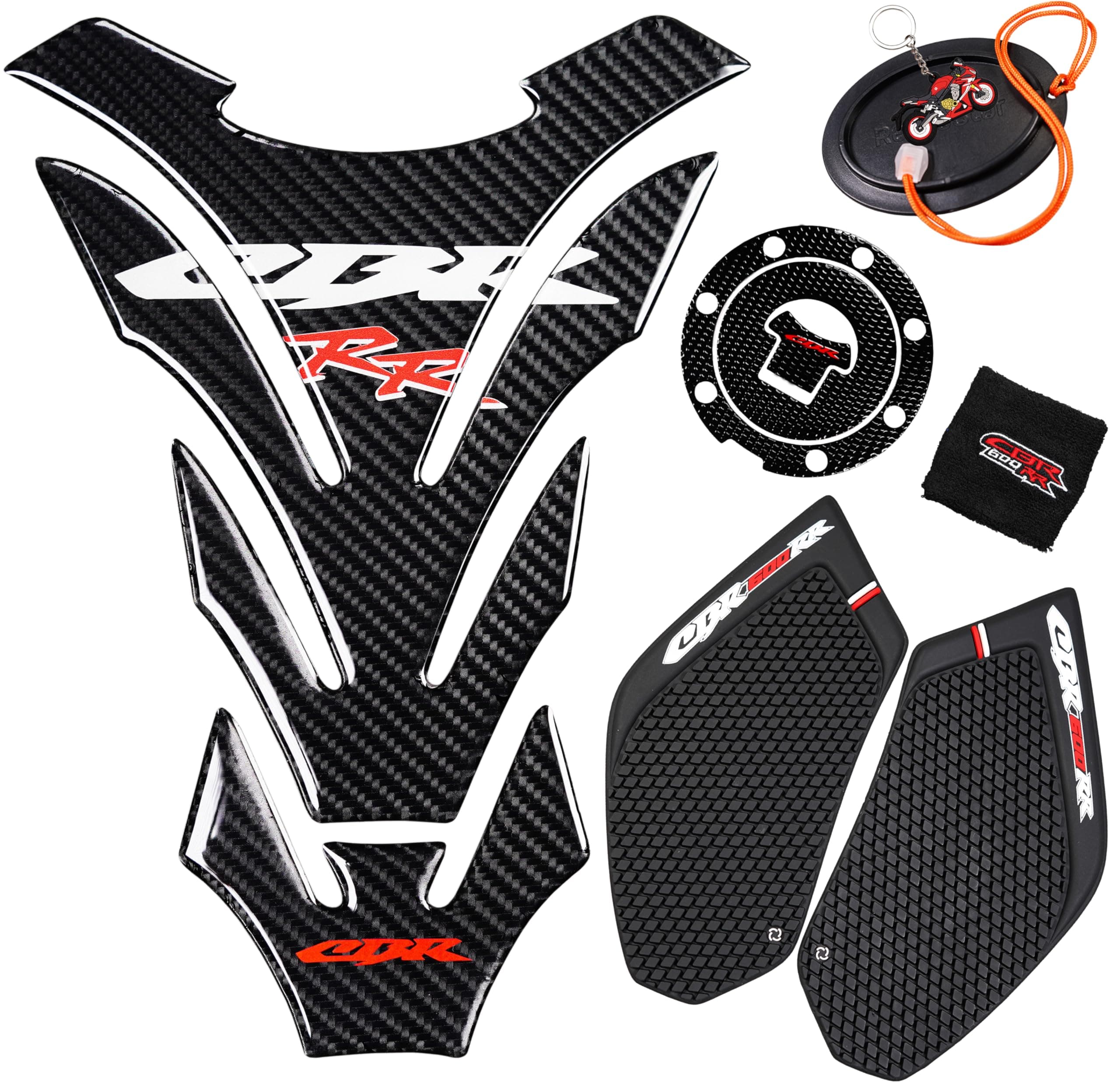 Real Carbon Look, Protector Pad, Tank Pad Decal Stickers, Tank Side Traction Pad, Fuel Gas Tank Cap,Anti Slip sticker, Traction Side, Fuel Knee Grip Decal for CBR 600RR 2003-2006