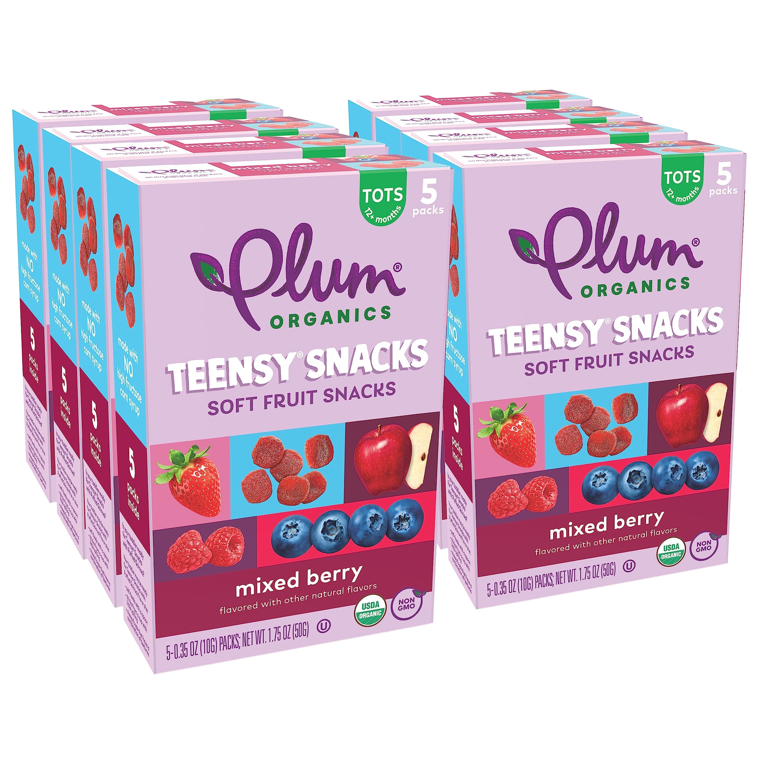 - Plum Organics Teensy Snacks Soft Fruit Snacks - Mixed Berry - 0.35 oz Bags (Pack of 40) - Organic Toddler Food Fruit Snacks
