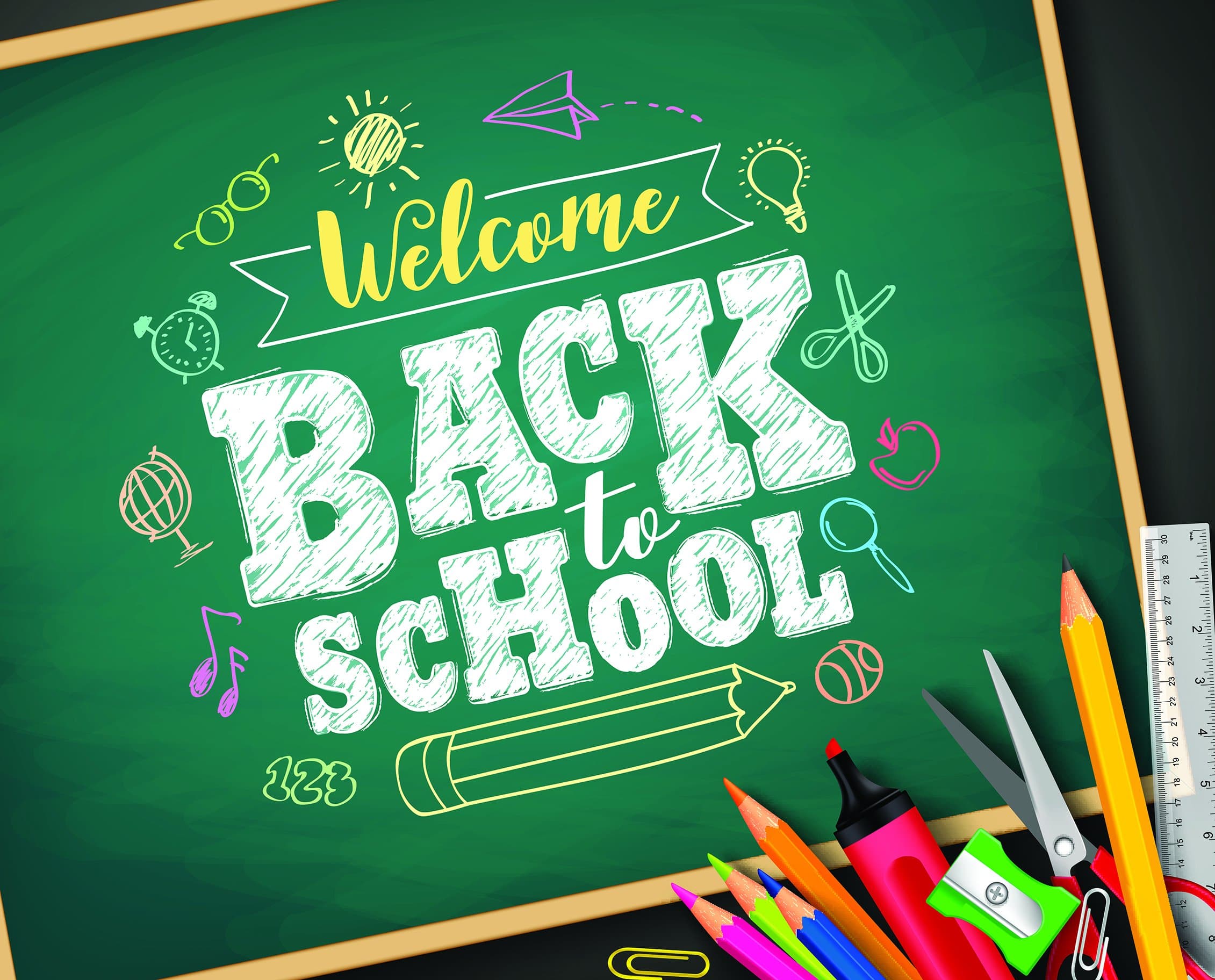 Botong Welcome Back to School Backdrops Photo Blackboard Photography Backgrounds Pencil Themed Vinyl 6x6ft