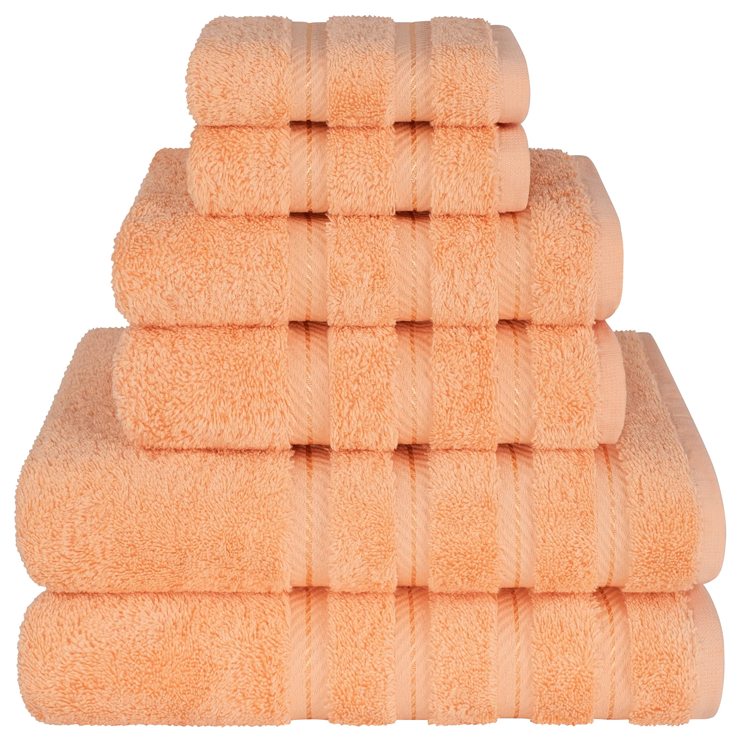 American Soft Linen Luxury 6 Piece Towel Set, 2 Bath Towels 2 Hand Towels 2 Washcloths, 100% Turkish Cotton Towels for Bathroom, Malibu Towel Sets