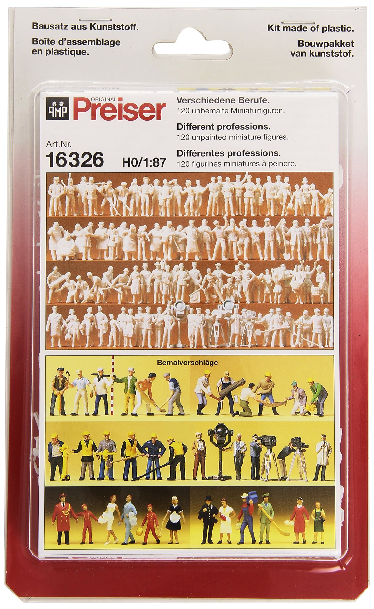 Preiser 16326 Unpainted Figure Set Tradespeople Package(120) HO Model Figure