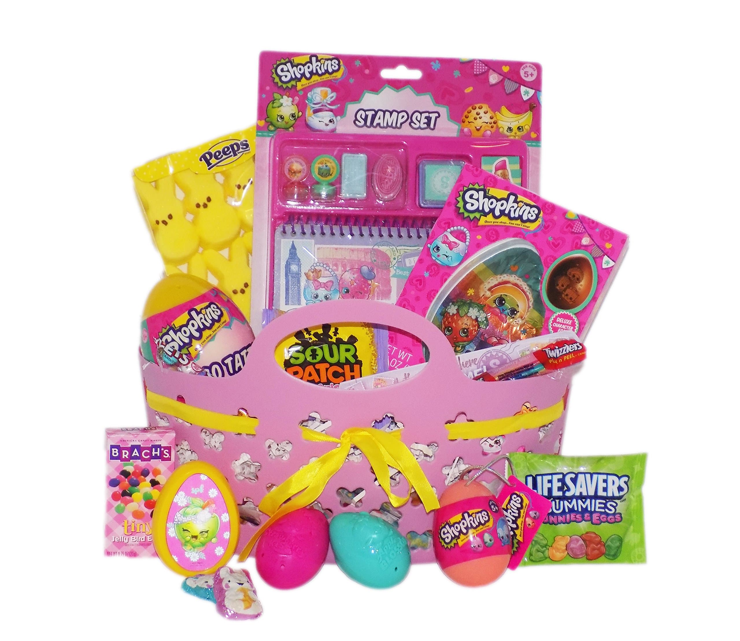 Adorable Shopkins Candy and Toy Gift Basket in Shopping Bag