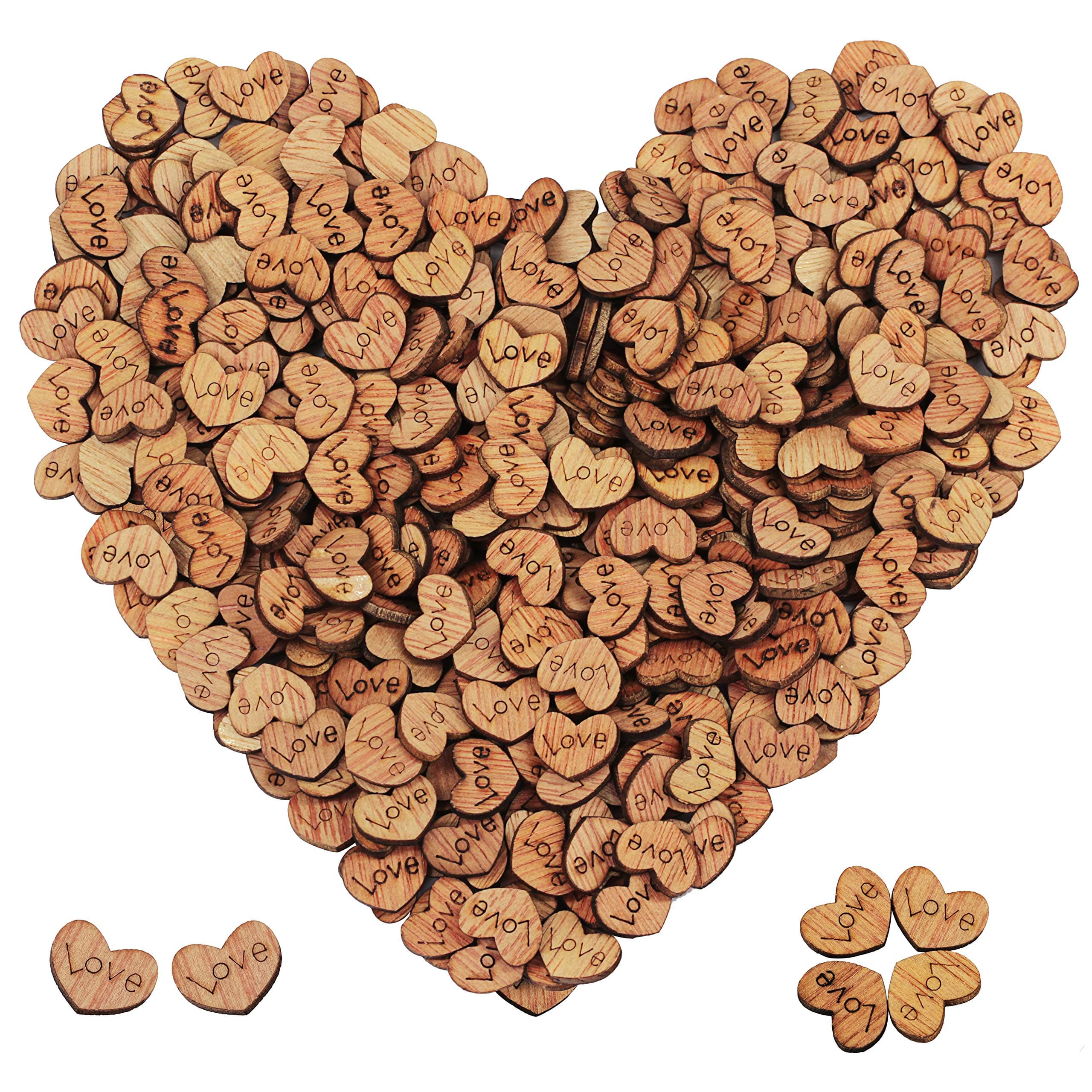 besttoyhome 400 Pcs Rustic Wooden Love Heart Ornaments Mini Hearts Table Scatter Heart Shaped Wood Slices Cutouts Wood Heart Confetti for Valentine's Day Crafts Wedding Decorations