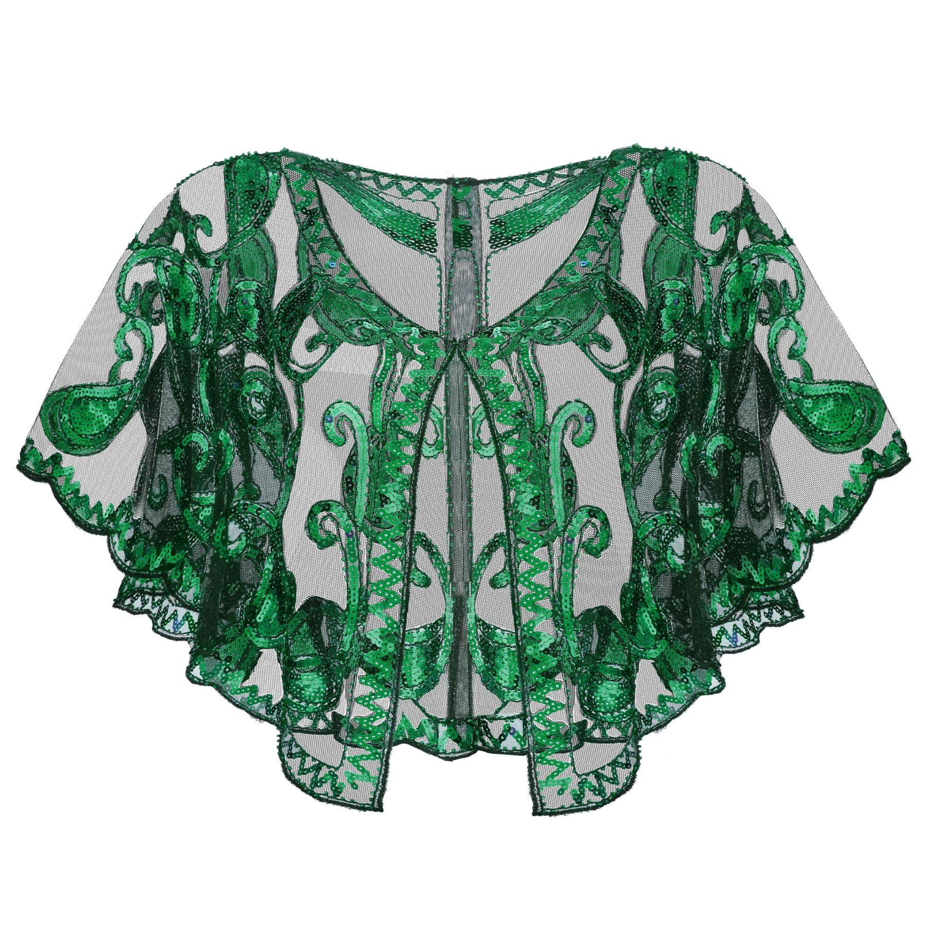 SWEETV Women's 1920s Flapper Shawl,Sequin Beaded Shawls and Wraps for Evening Dresses/Party/Wedding/Formal/Harlem night