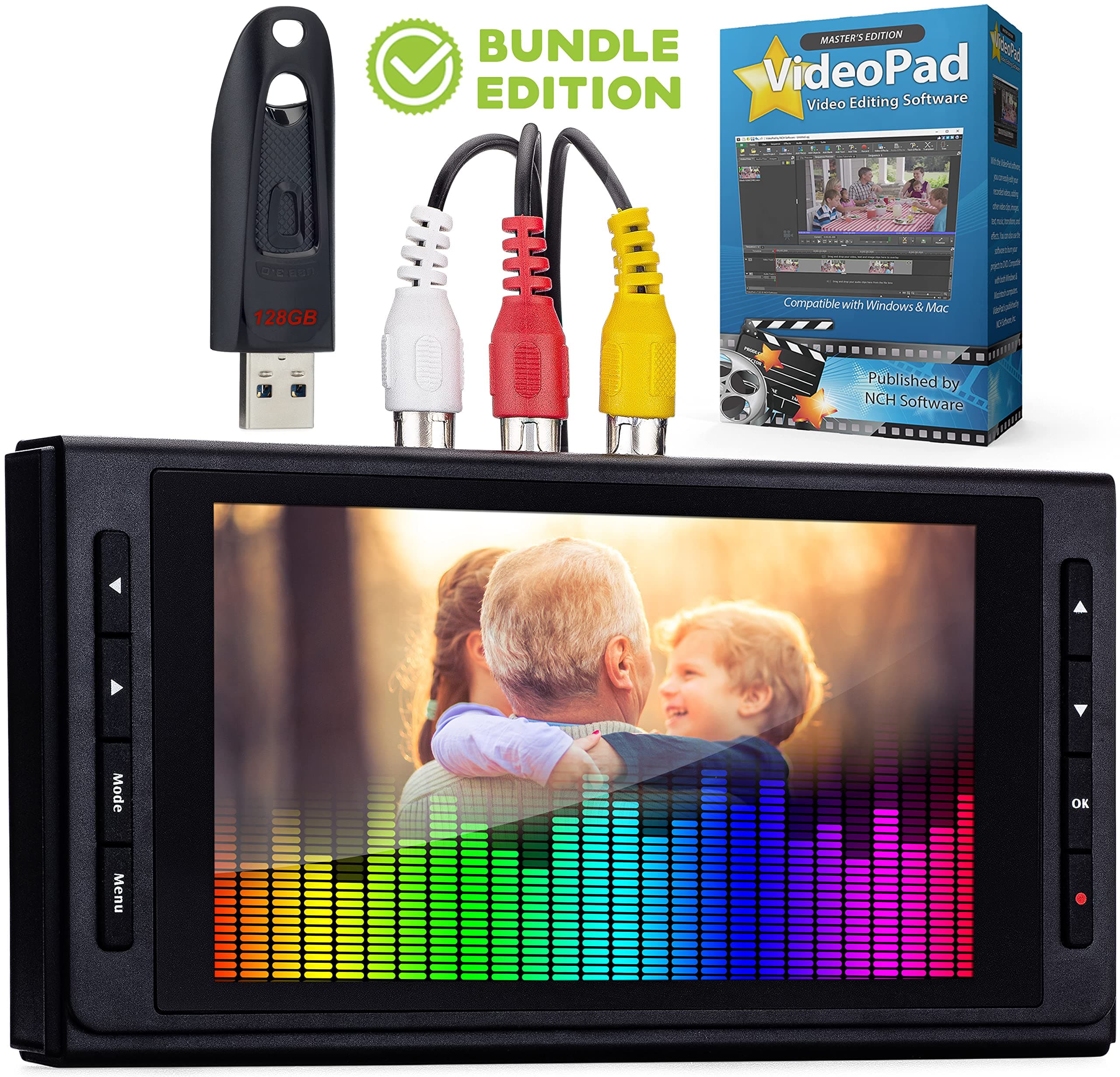 - ClearClick Video to Digital Converter 3.0 (Third Generation) - Record Video & Audio from VCR's, VHS, AV, RCA, Hi8, Camcorder, DVD, Turntables, Cassette Tapes (Bundle) [Requires Working VCR/Camcorder]