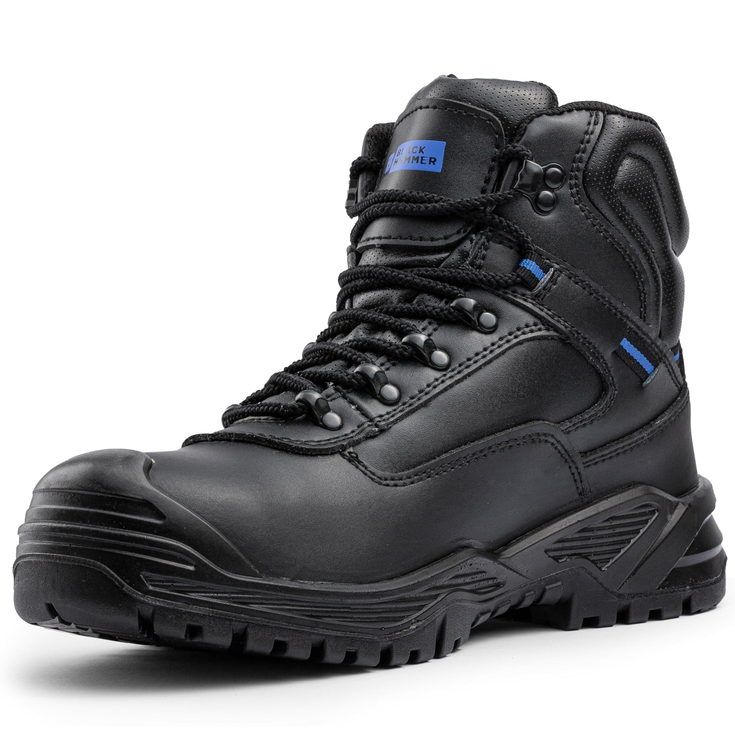 Black HammerMens Work Boots Lightweight - Steel Toe Safety Shoes with Non-Slip Outsoles, Comfort for Any Job 6600