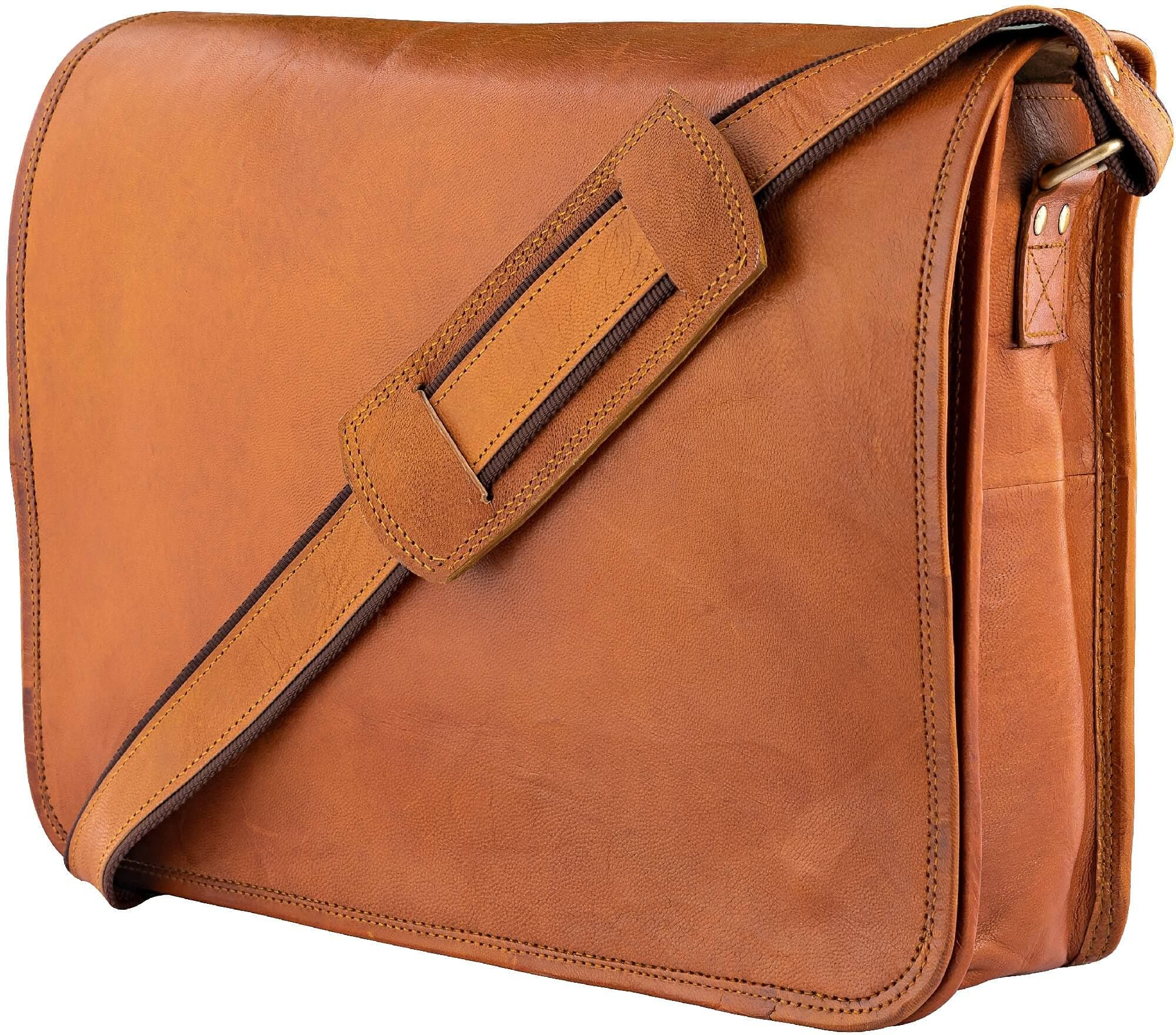 STAGLIFEURBAN LEATHER Laptop Shoulder Messenger Bag - Vintage Brown Handmade Satchel Briefcase Bag for Men