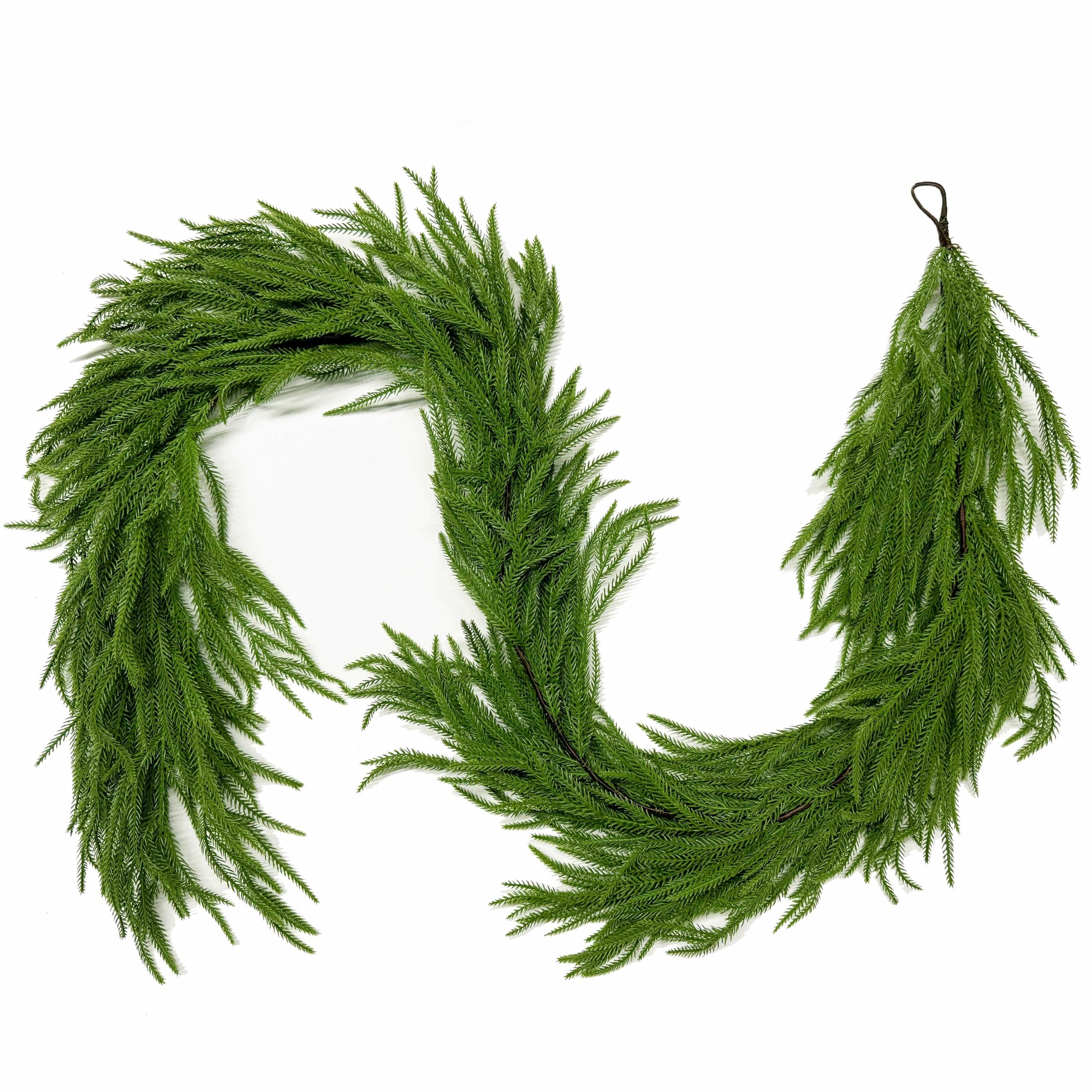9FT Christmas Garlands Norfolk Pine Garland Real Touch Artificial Faux Greenery Garland for Holiday Indoor Outdoor Decor