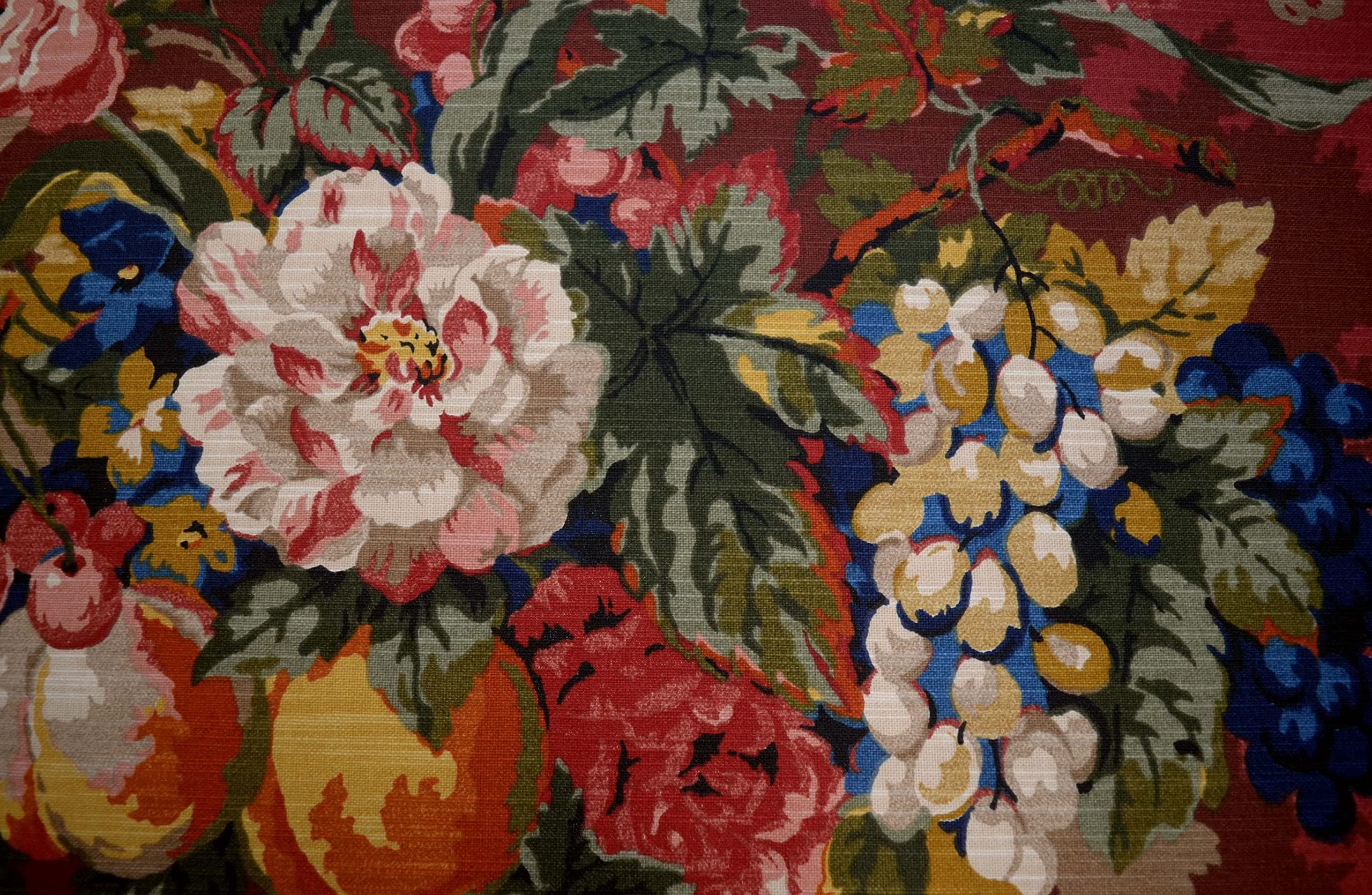 Queensland Crimson Scarlet Red Bouquet Floral P Kaufmann Fabric